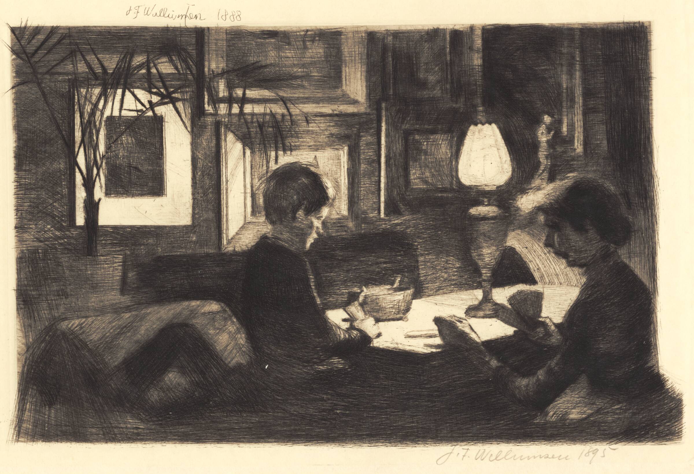 Ved lampens lys, J.F. Willumsen, 1888