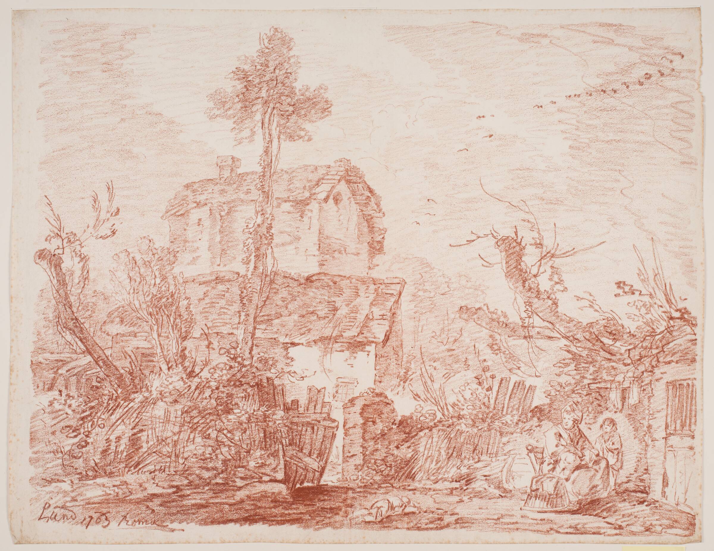 Italiensk fantasilandskab, Jens Petersen Lund, 1763