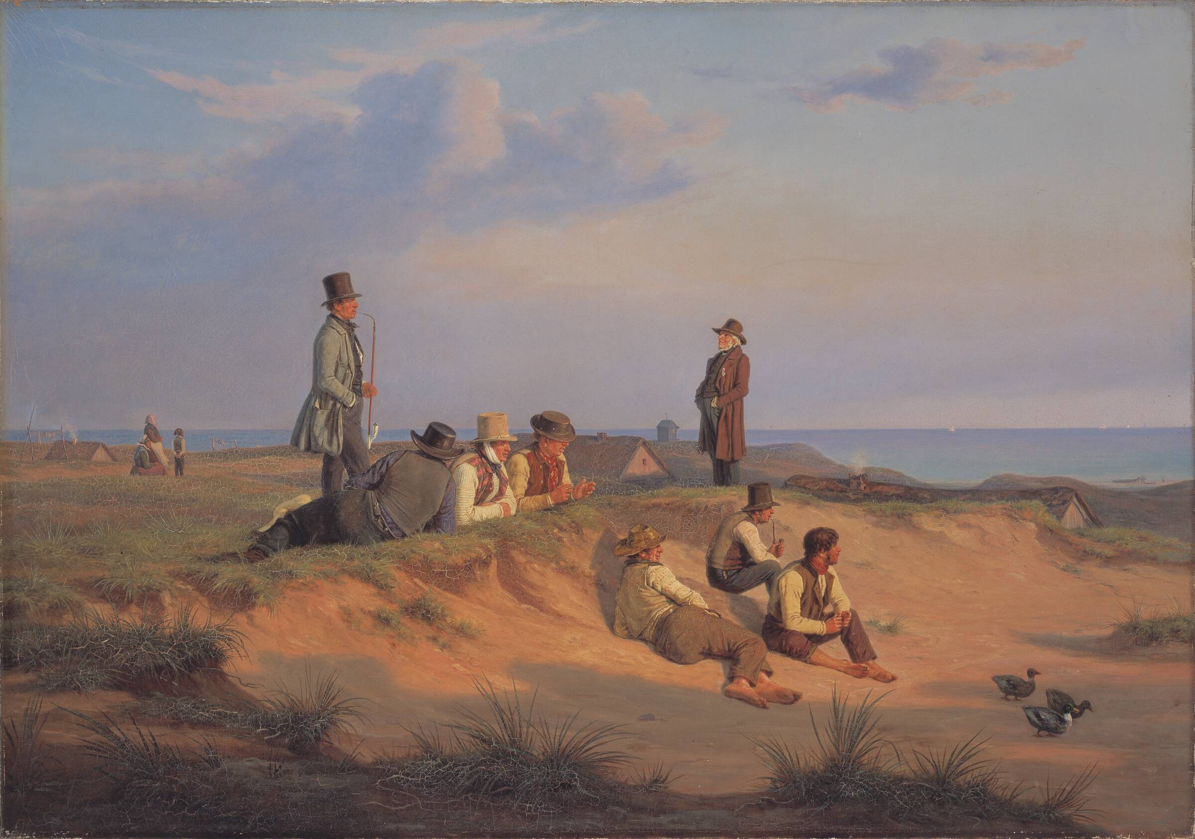Mænd af Skagen en sommeraften i godt vejr, Martinus Rørbye, 1848