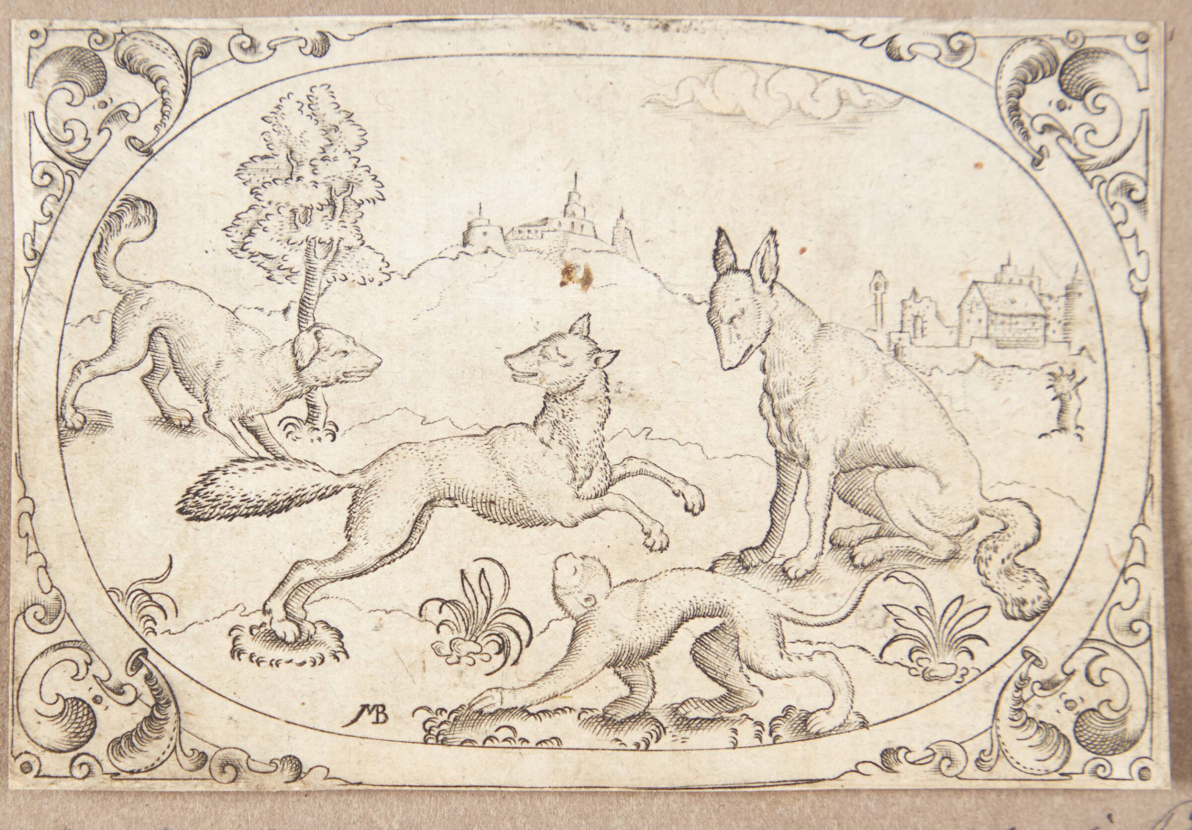 To ræve, en hund og en abe, Mathias Beytler, 1581-1583
