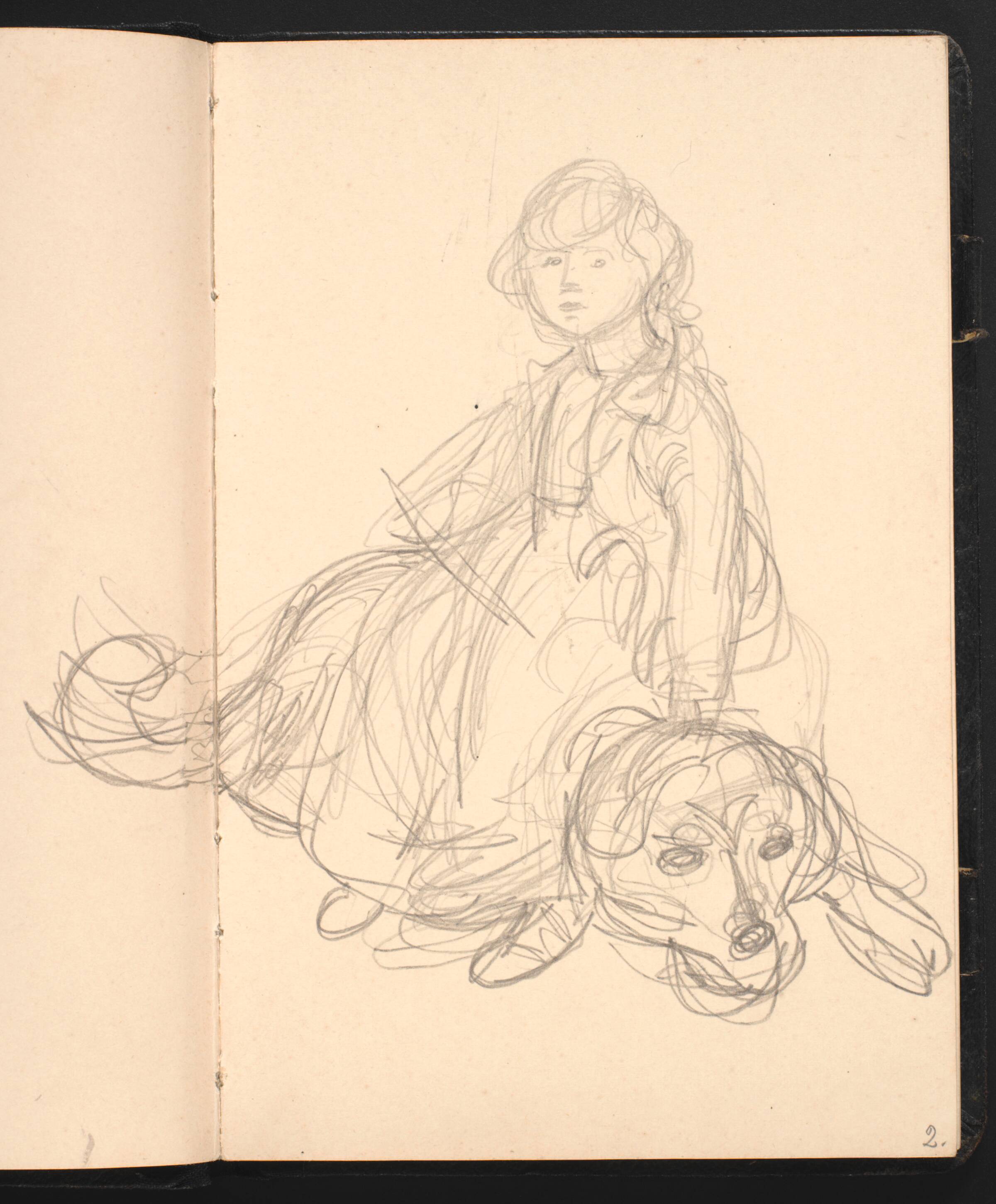 Lille pige, siddende på en stor hund, J.F. Willumsen, 1907-1910