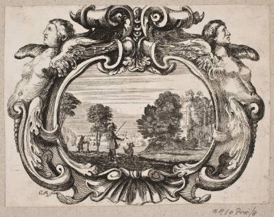 Emblem med mand, der lærer en hund kunster