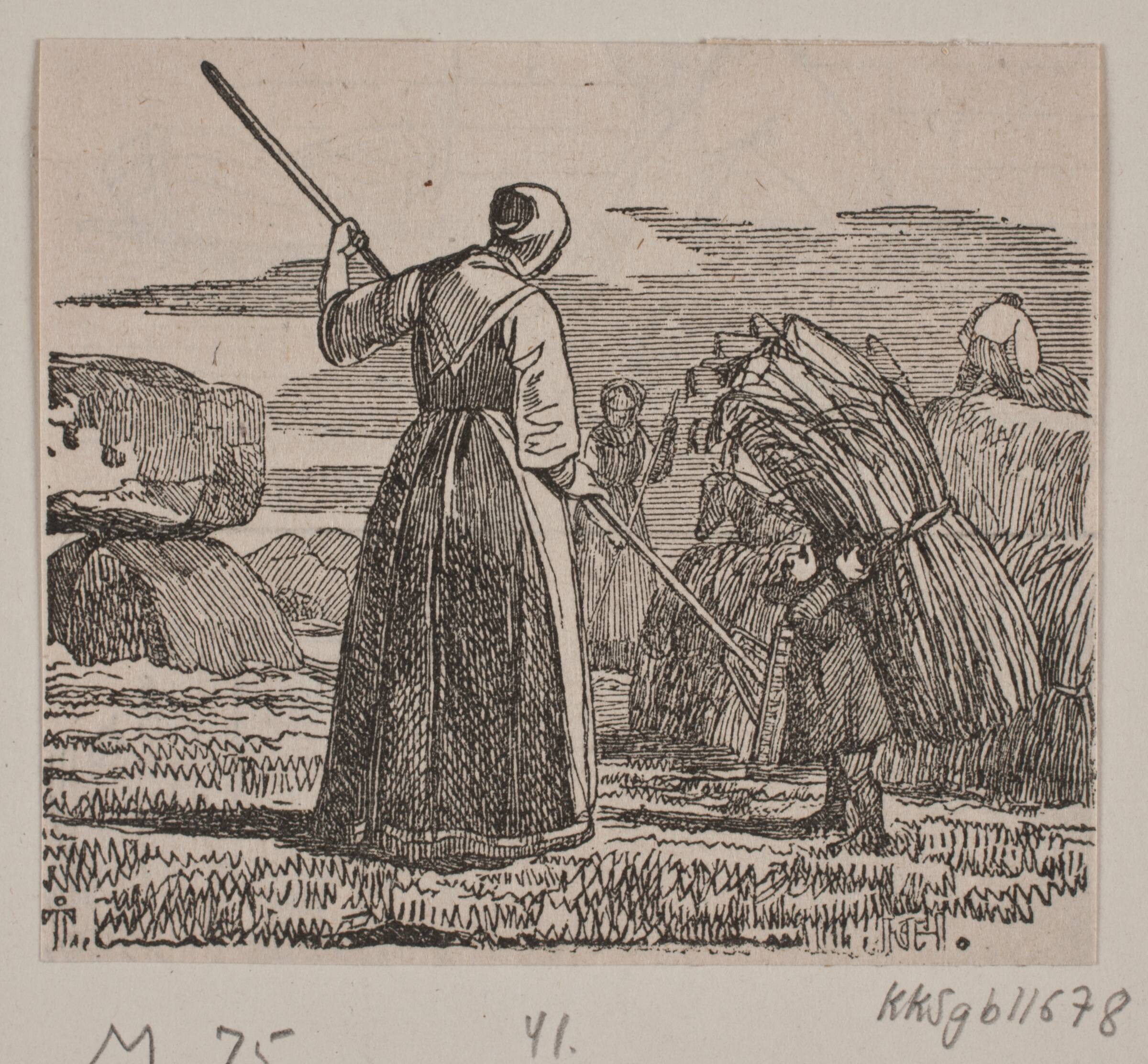 Illustration til "Gjordemoderen og Trolden", H.C. Henneberg, 1843