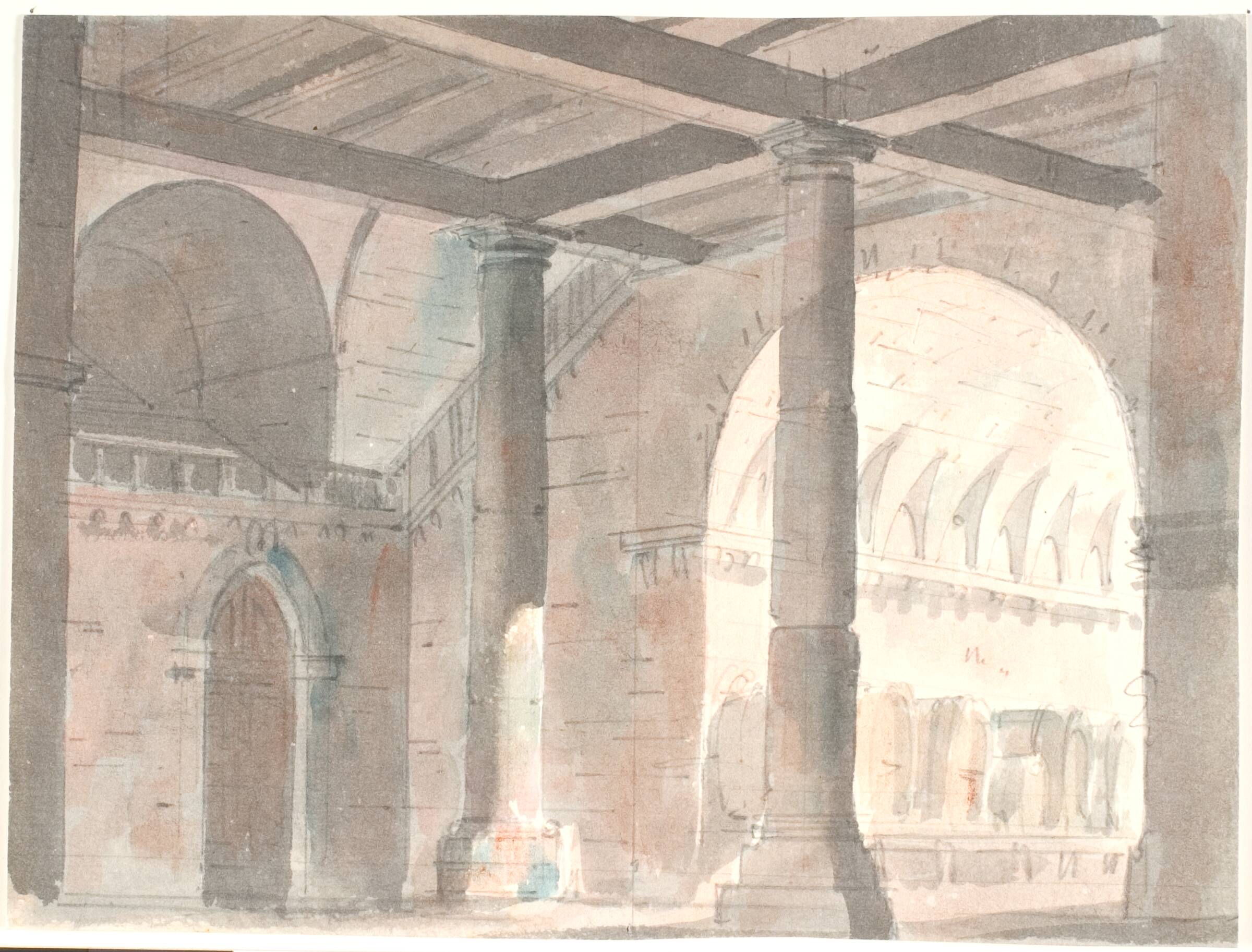 Rum med hvælvinger og søjler, Aron Wallick, 1808