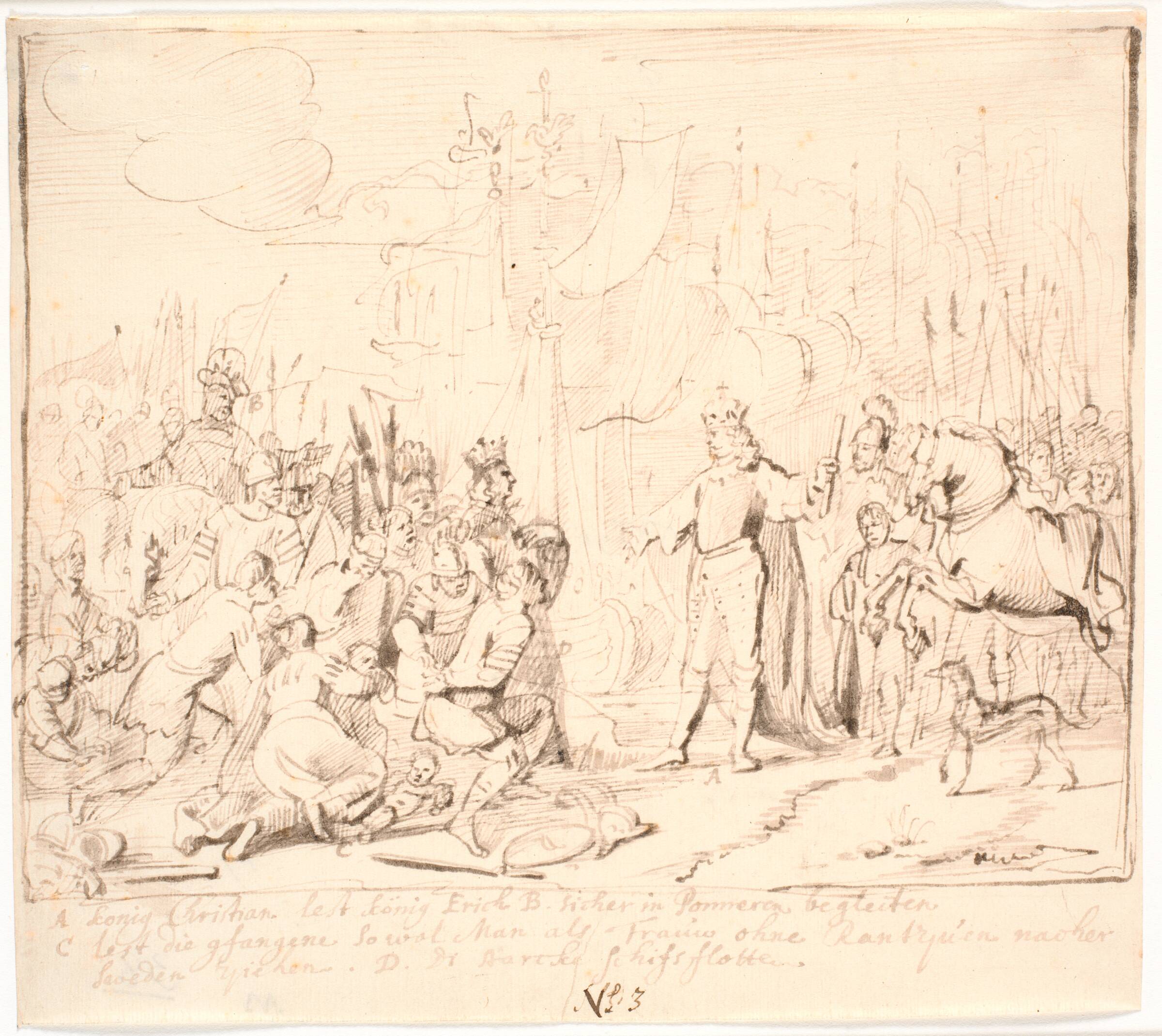 Christian I lader svenskekongen Erik drage til Pommern i 1449, Jürgen Ovens, 1665