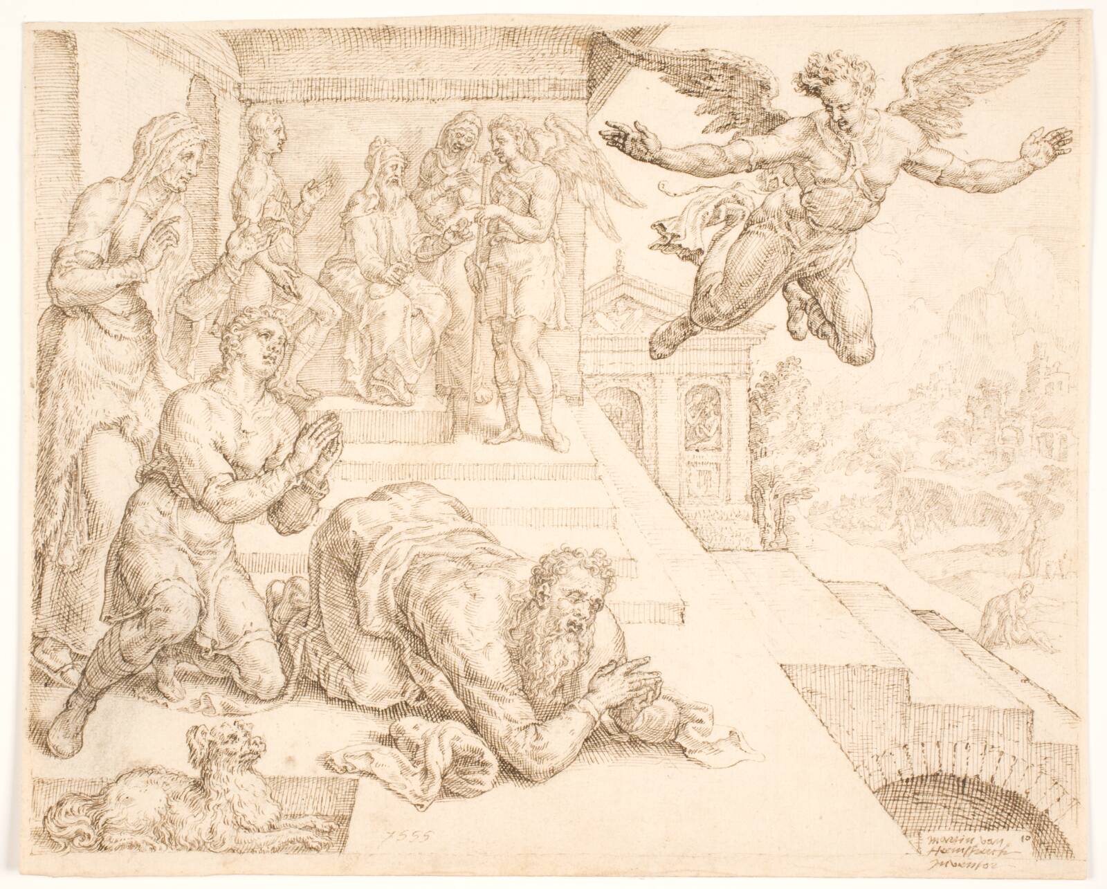 Englen forlader Tobias, Maarten van Heemskerck, 1555