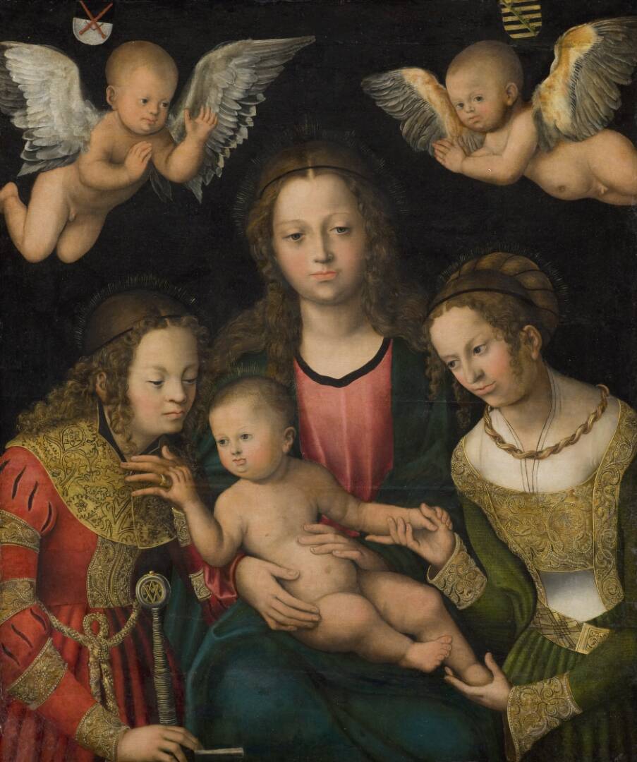 Virgin and Child with the Saints Catherine and Barbara, by Lucas Cranach (I), 1510-1512