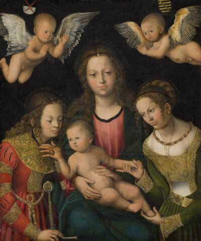 Maria med barnet mellem helgeninderne Katharina og Barbara