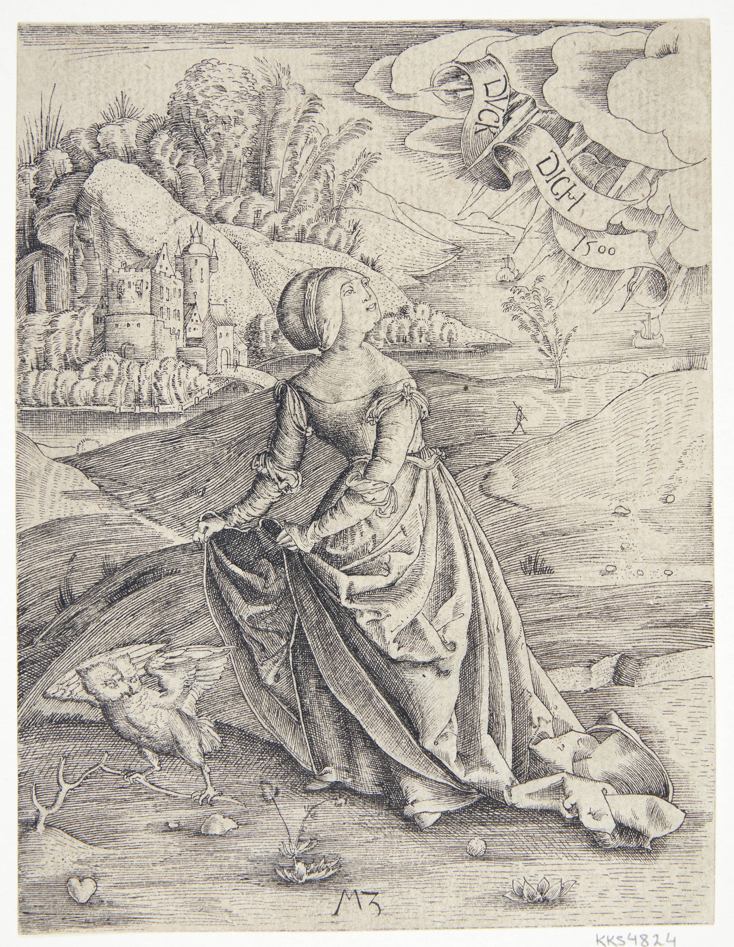 Kvinden med uglen, Monogrammist MZ, 1489-1509