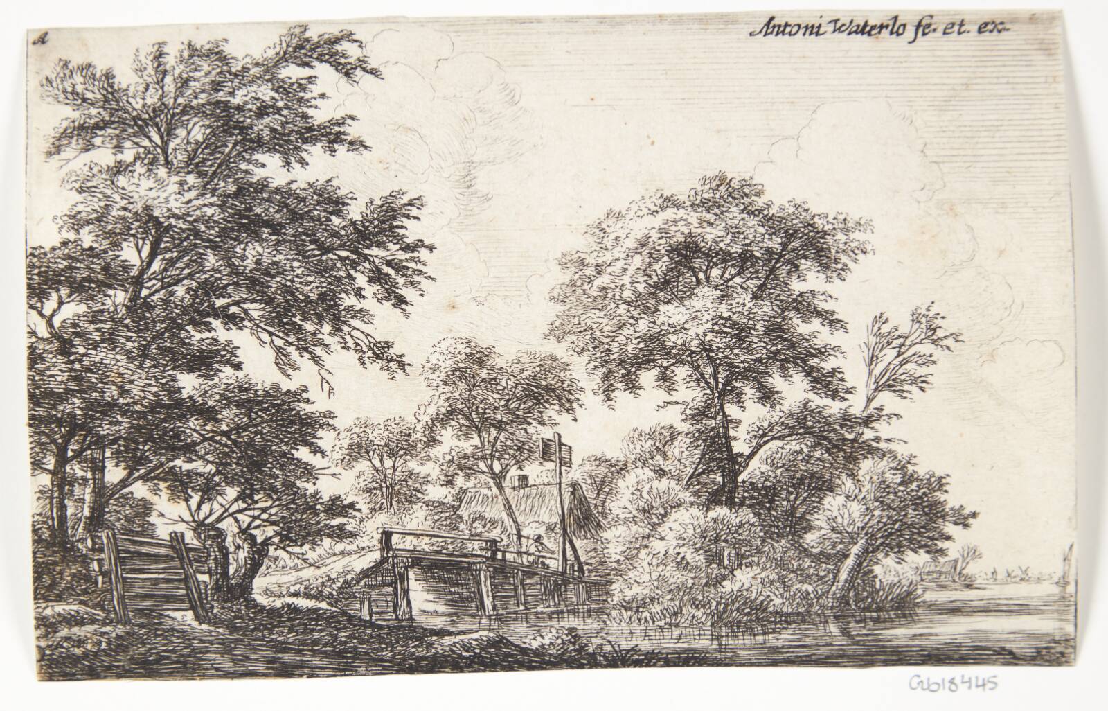 Træbro ved et hus, Anthonie Waterloo, 1610-1690