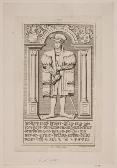 E. O. Thotts gravsten. Illustration til ”Nobilitas Daniae ex monumentis”