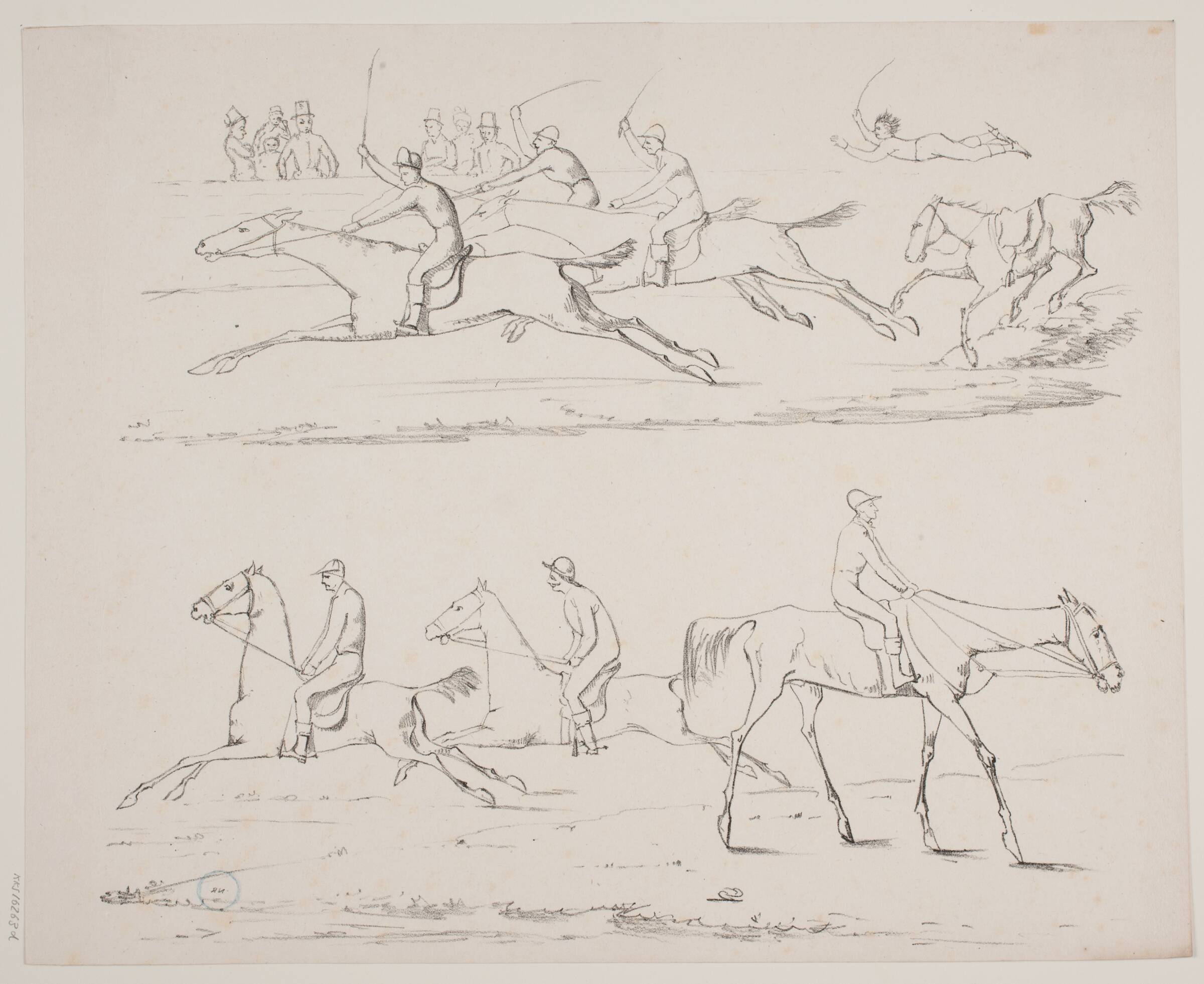 Prøveblad med jockeyer, N.B. Krossing, 1795-1854
