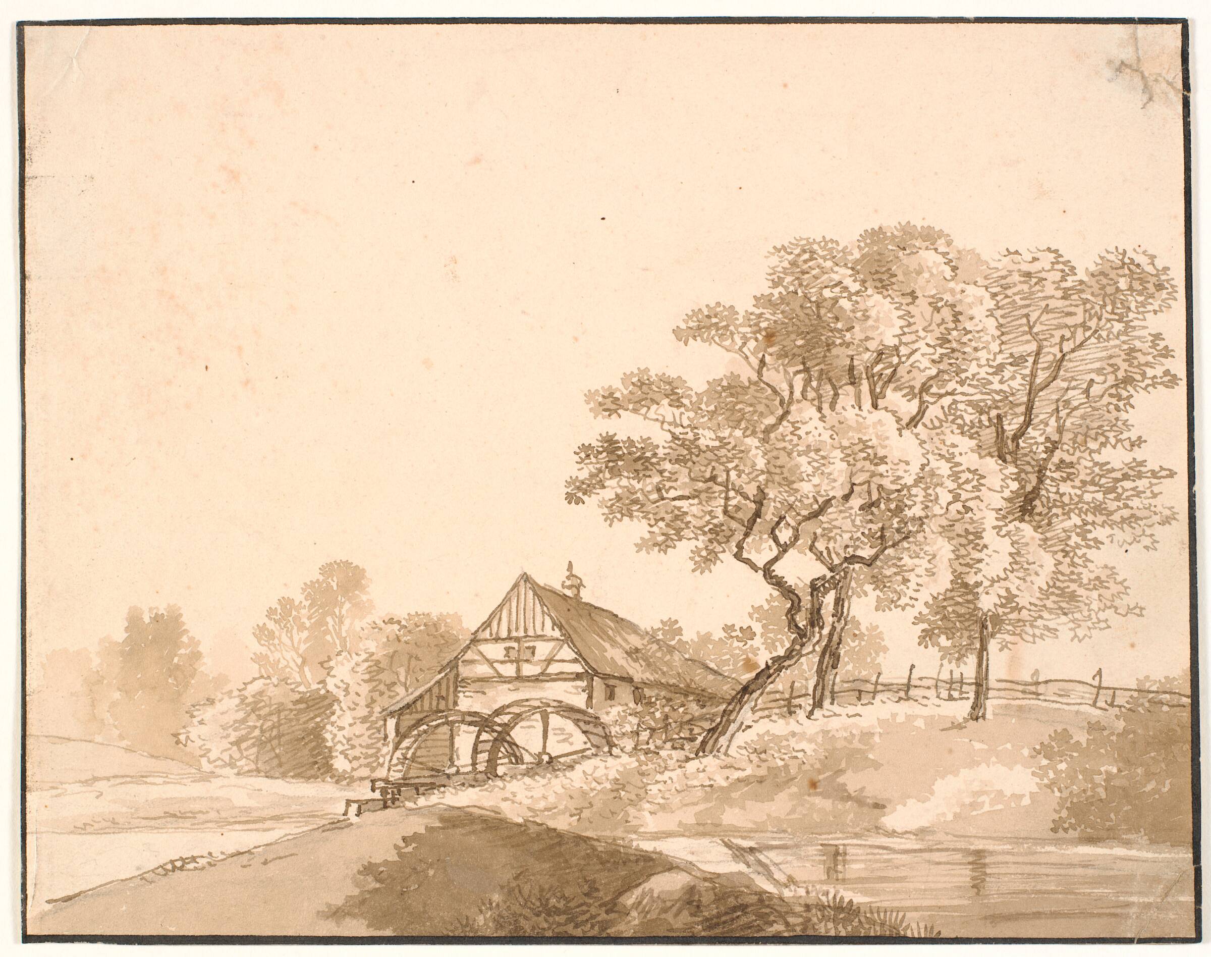 En mølle ved Lausanne, J.P. Møller, 1813
