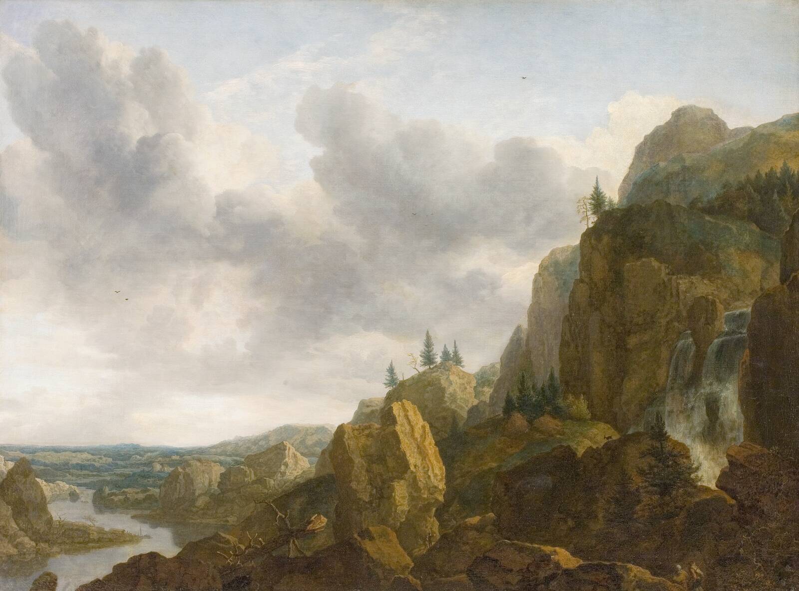 Northern Mountain Landscape with Waterfall, by Allaert van Everdingen, 1647