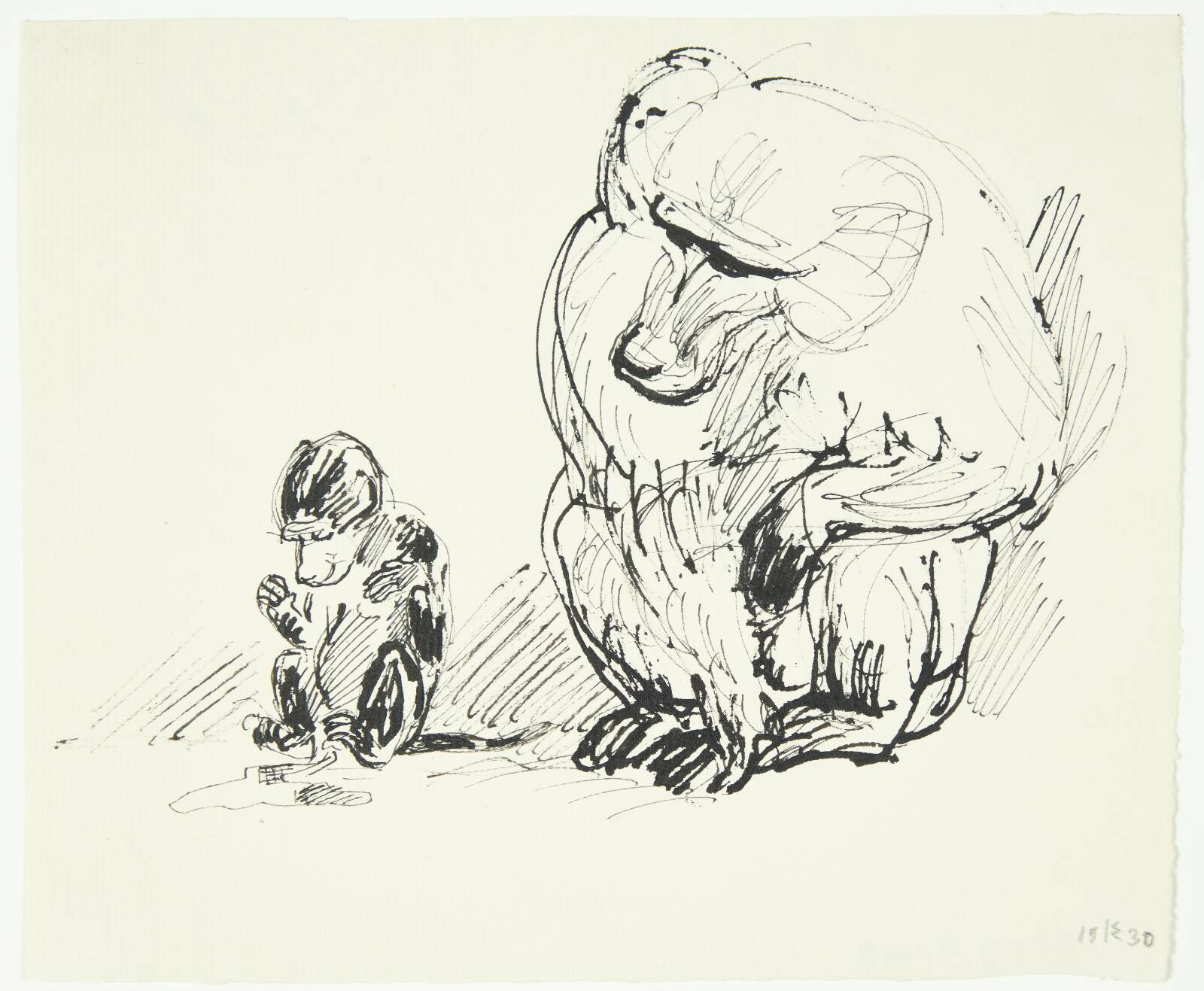 To siddende aber, Knud Kyhn, 1930