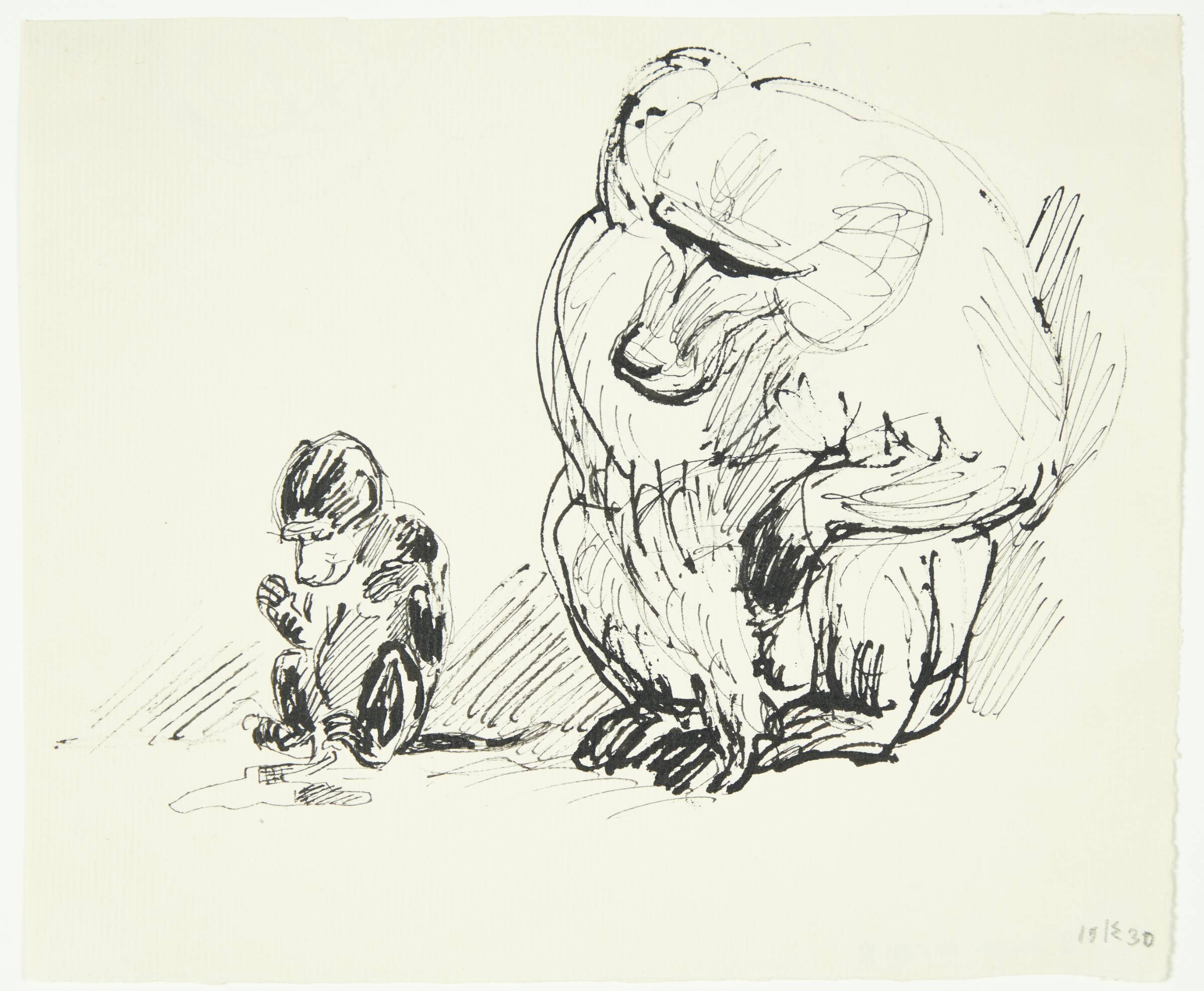 To siddende aber, Knud Kyhn, 1930