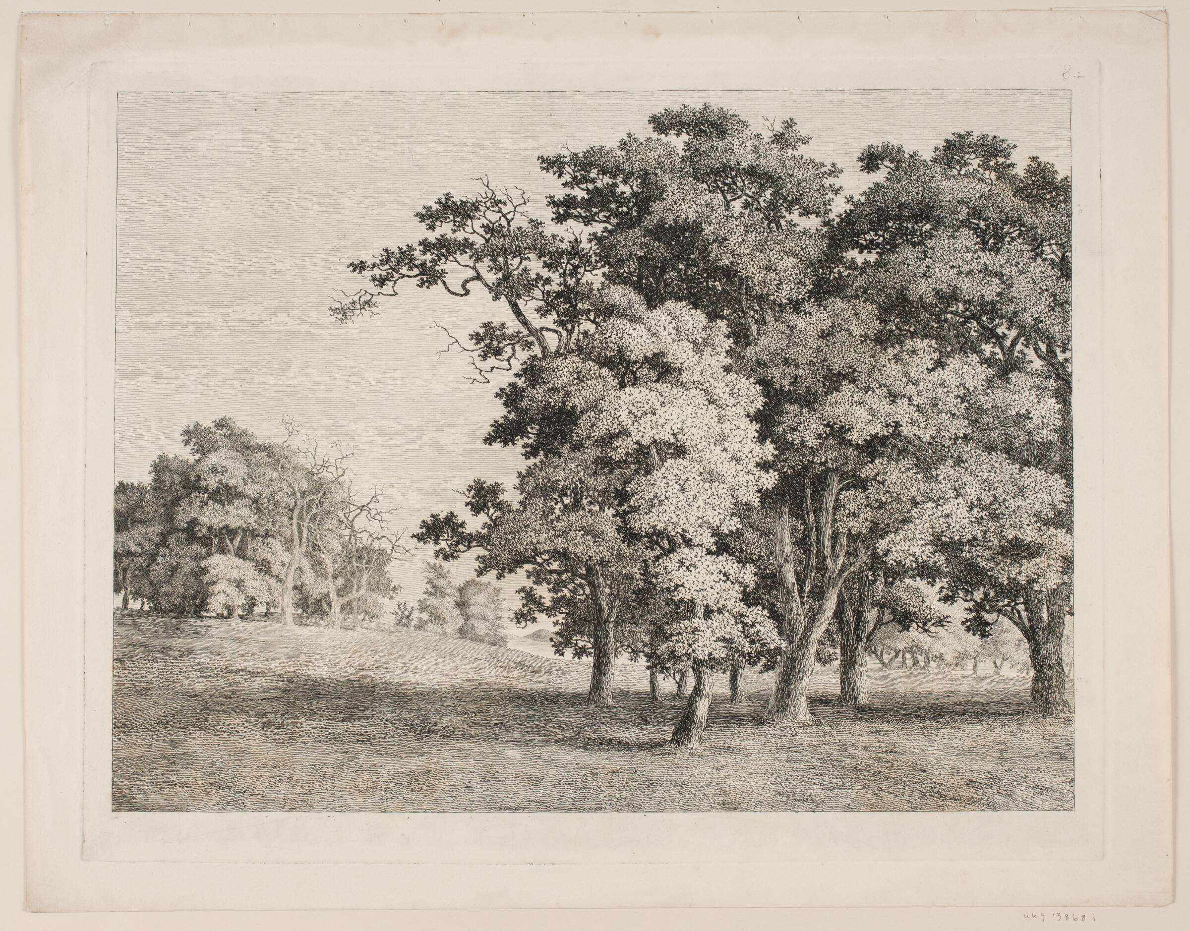 "Studier efter Naturen med Hensyn til Landskabstegning af S.H. Petersen", nr. 8, Søren Henrik Petersen, 1816