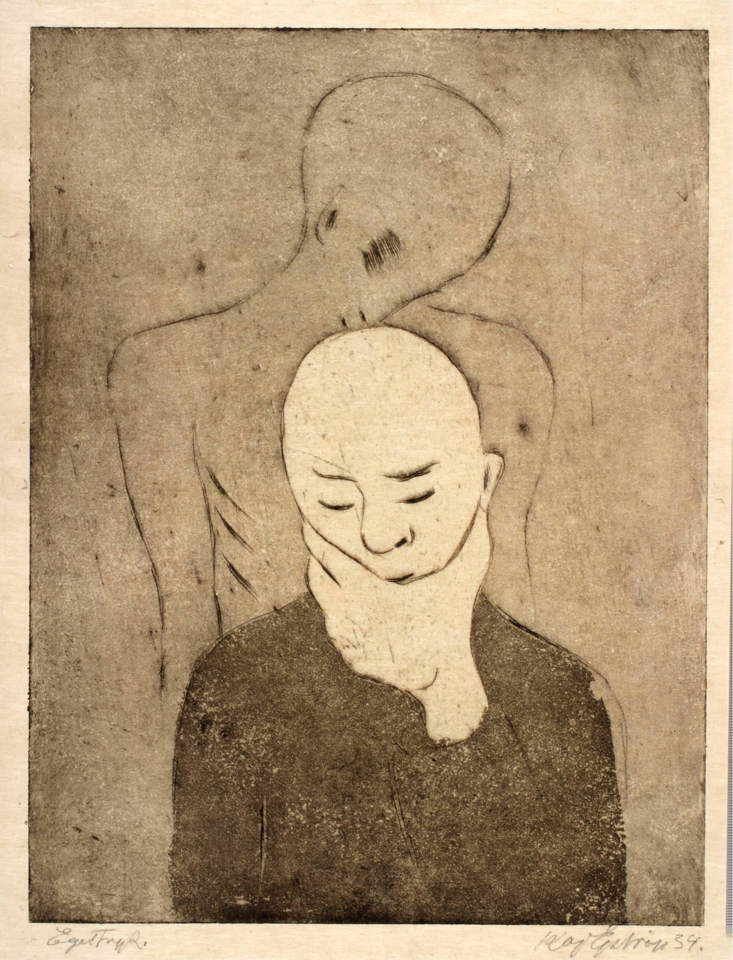 Mand med hagen støttet i hånden, Kaj Ejstrup, 1934