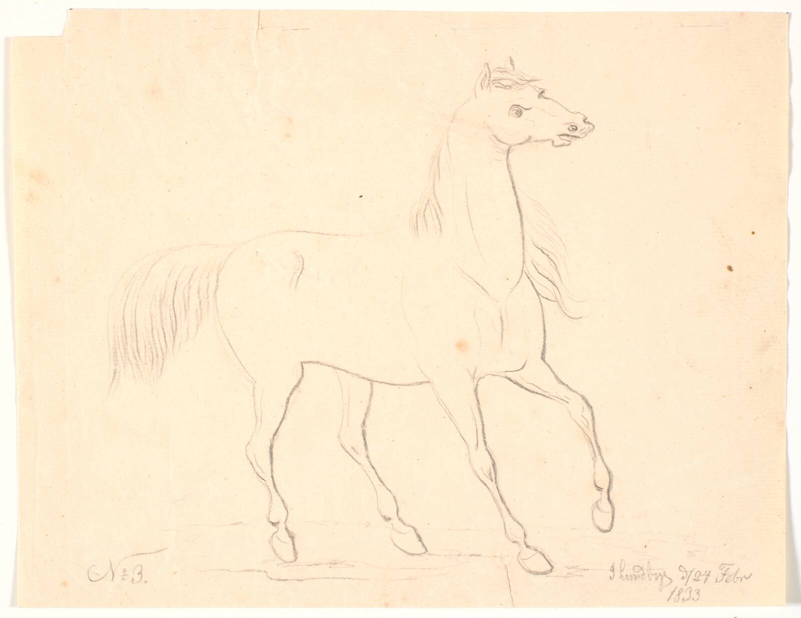 Hest, der standser op, Johan Thomas Lundbye, 1833