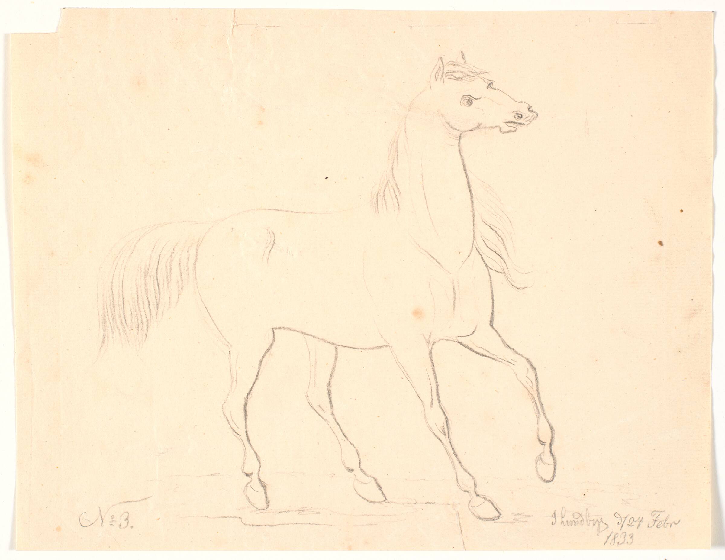 Hest, der standser op, Johan Thomas Lundbye, 1833