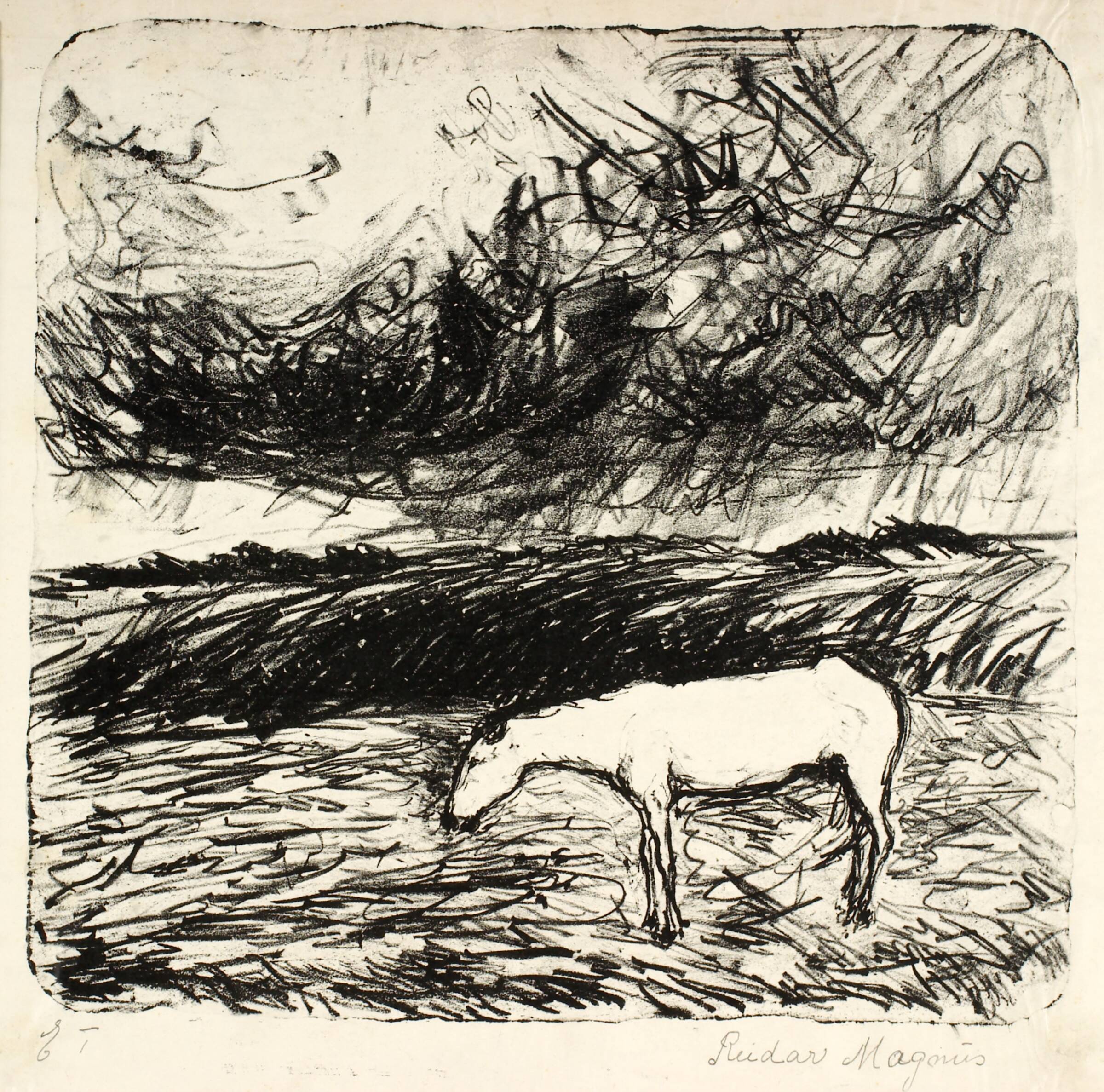 Hest i stormvejr. Vestenvind. Himmerland, Reidar Magnus, 1930-1935