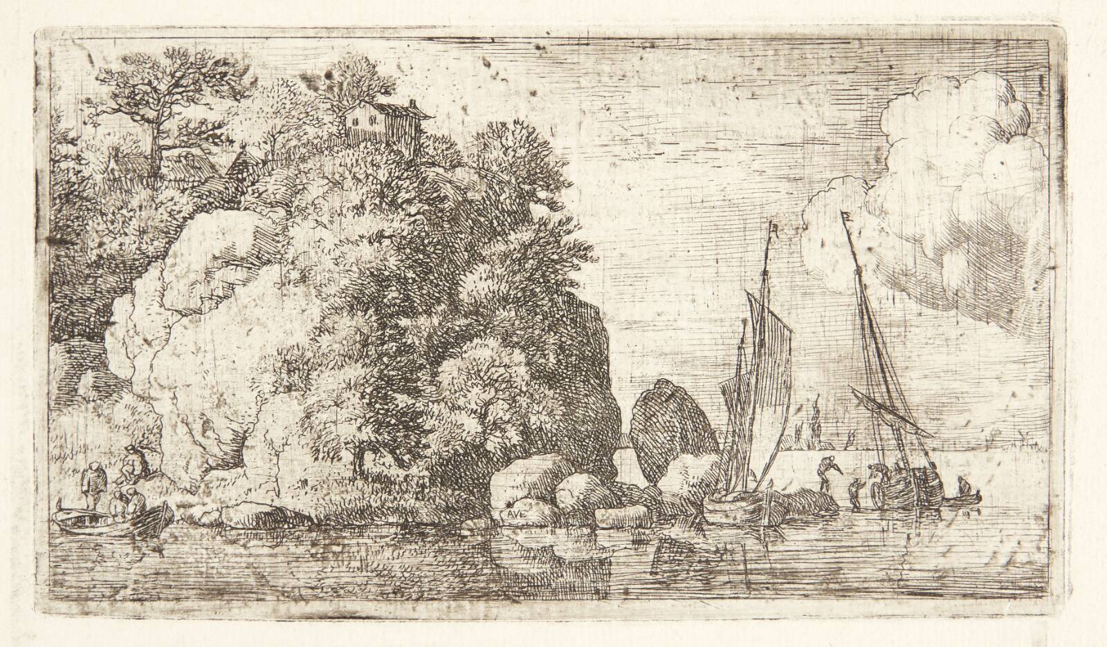 To både på en flod, Allaert van Everdingen, 1621-1675