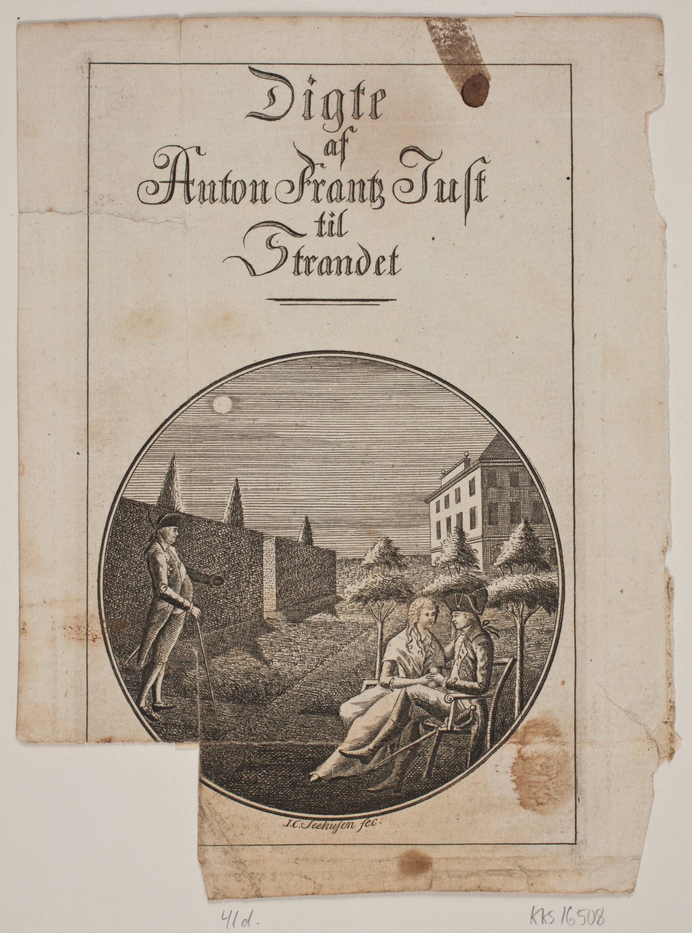 Vignet til Digte af Anton Frantz Just til Strandet, Johan Christoph Seehusen, 1792
