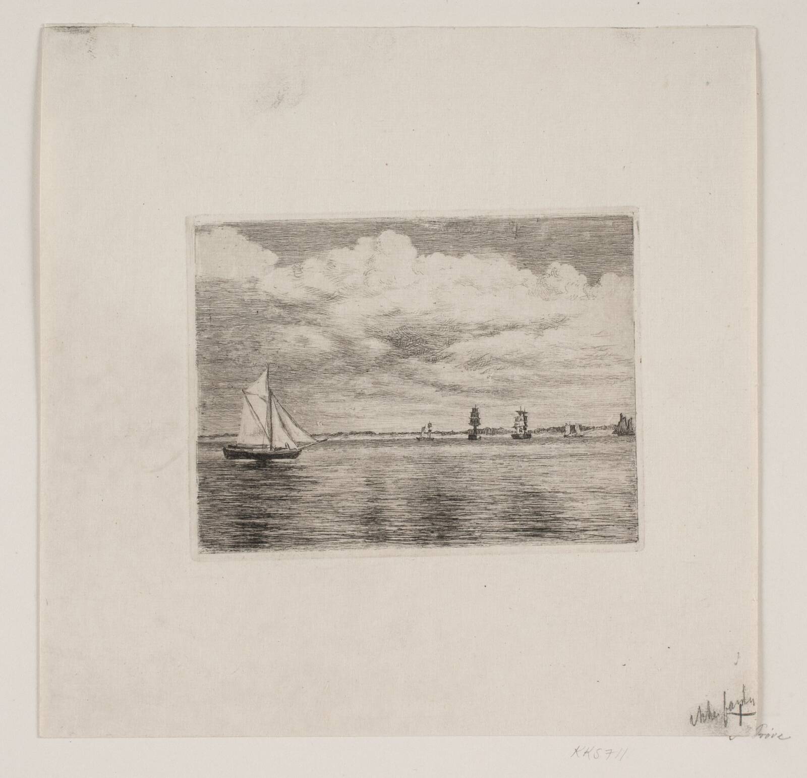 Søstykke. Skyet luft, Carl Bloch, 1886