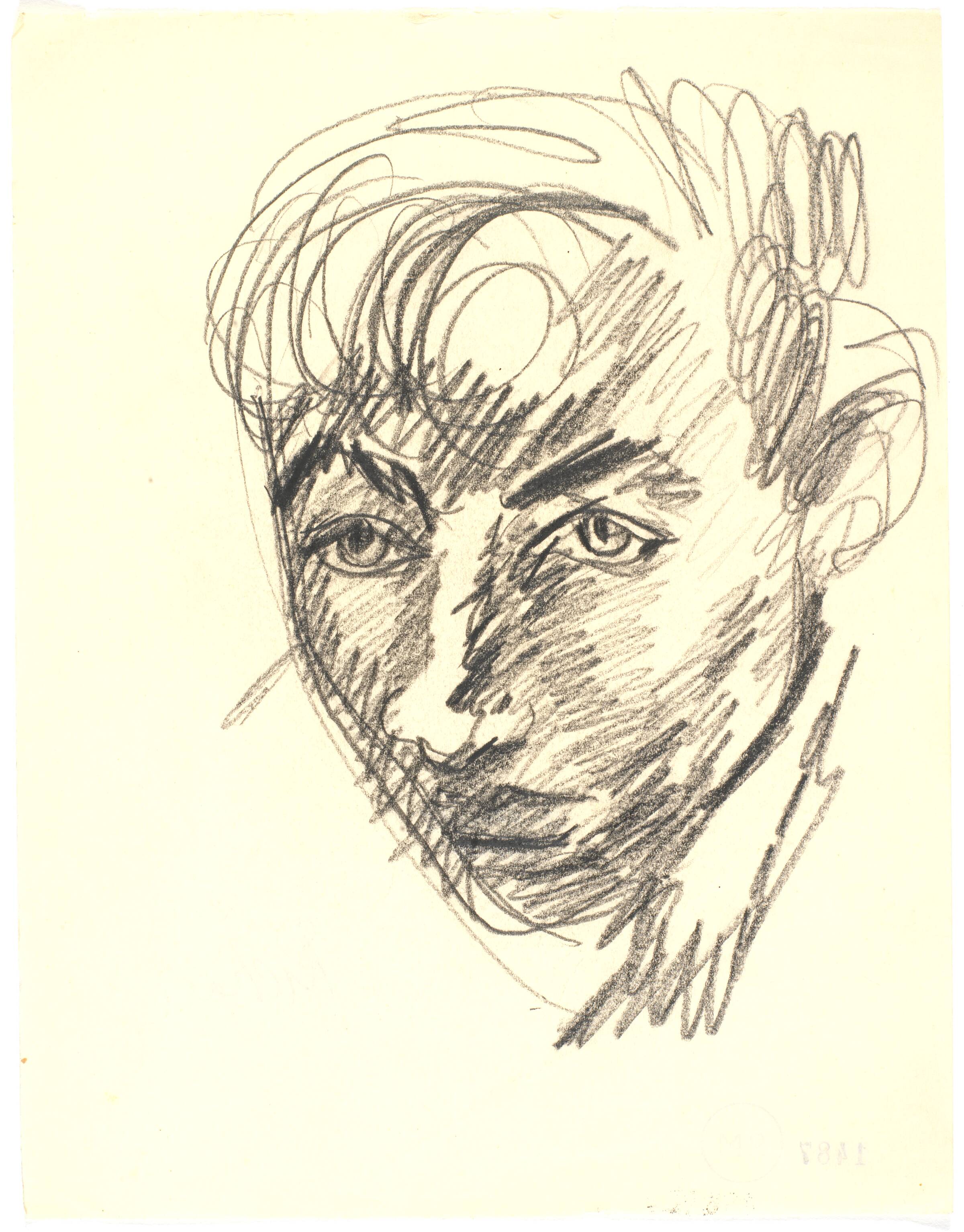 Portræt af kunstnerens fætter, den senere maler Erik Ortvad, i trekvartprofil mod v., Richard Mortensen, 1929-1931
