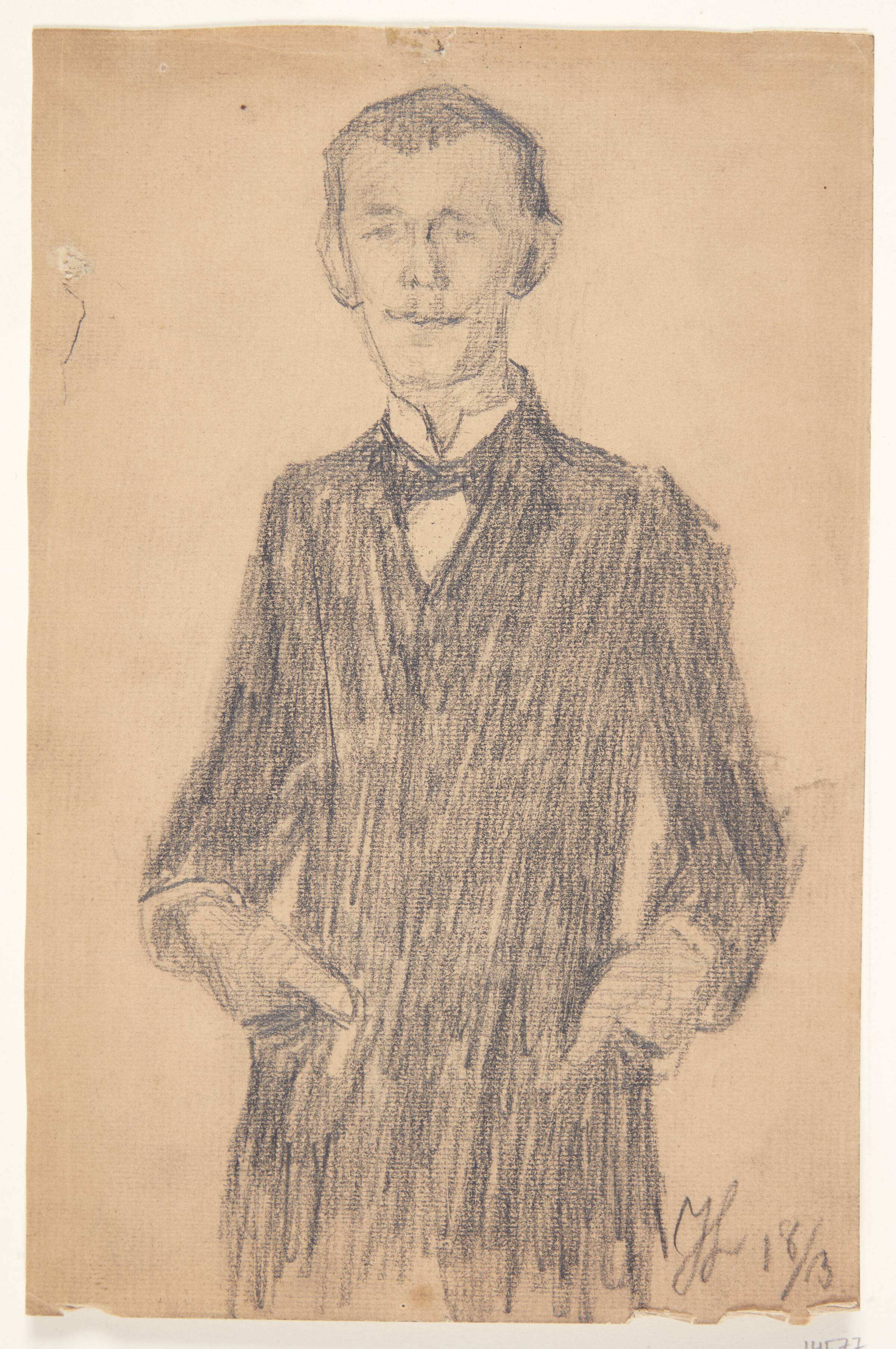 Portrætstudie af maleren Karl Schou, Johannes Larsen, 1892