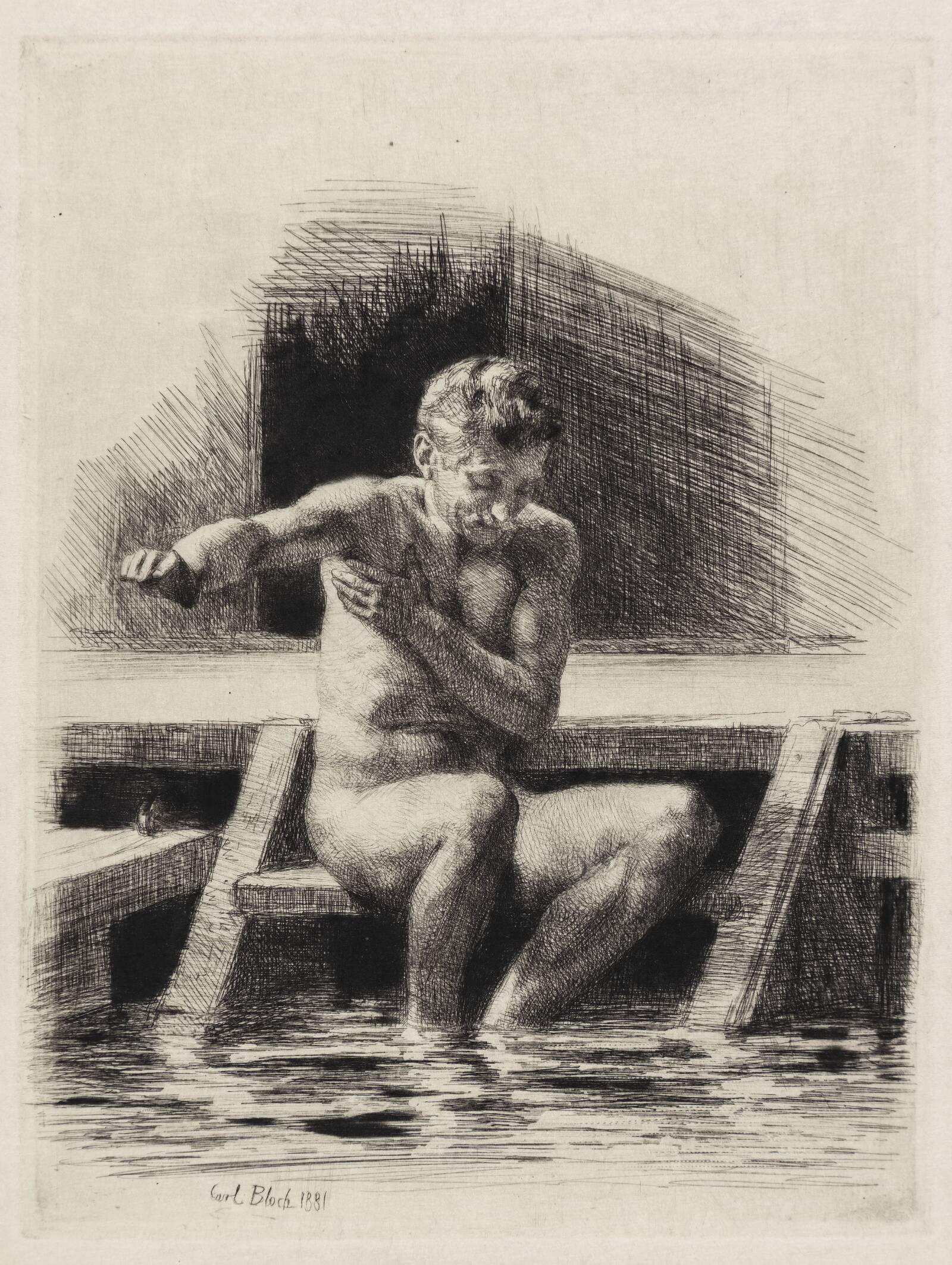 Den store badende mand, Carl Bloch, 1881