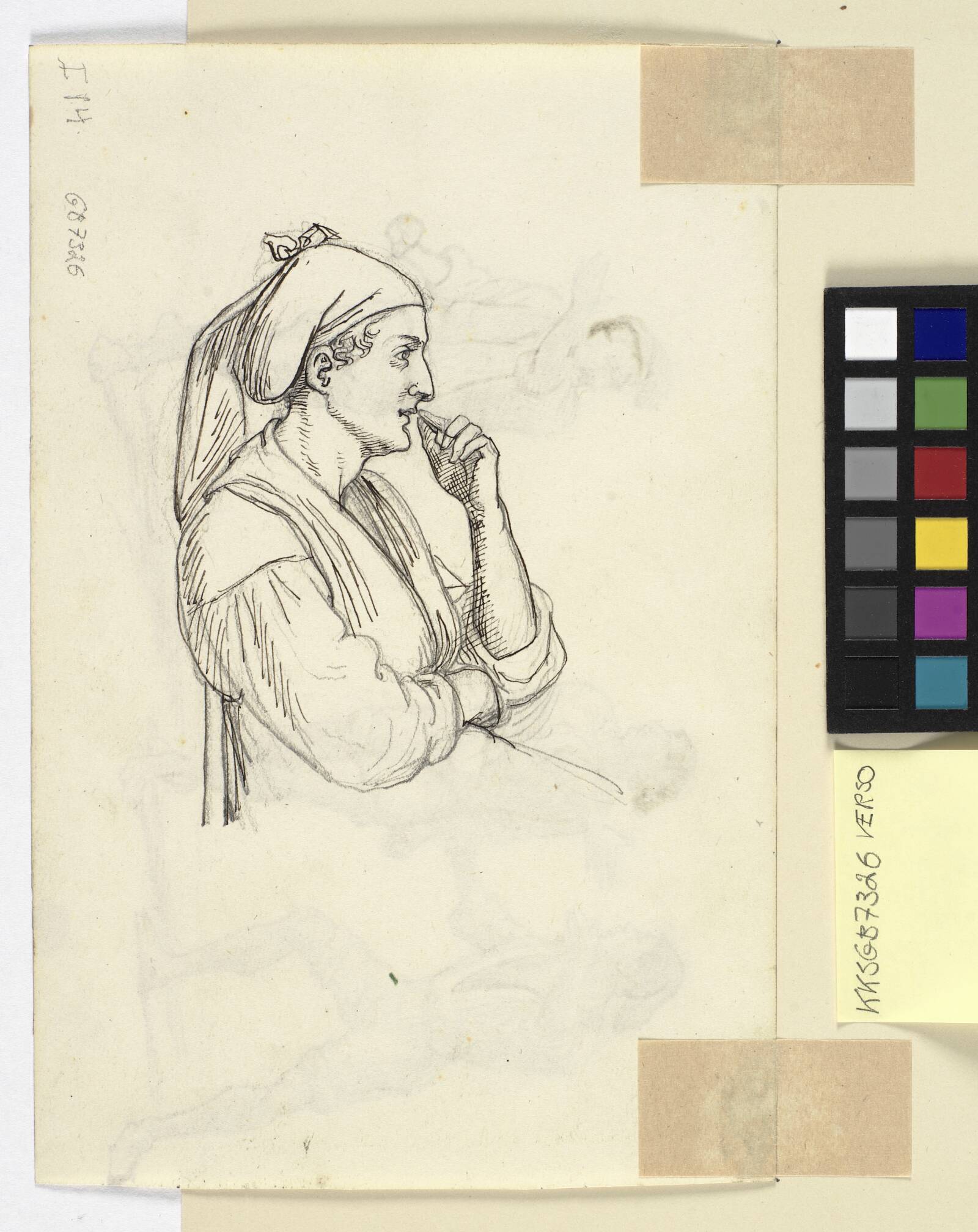 Italiensk kvinde, profil, Wilhelm Marstrand, 1810-1873