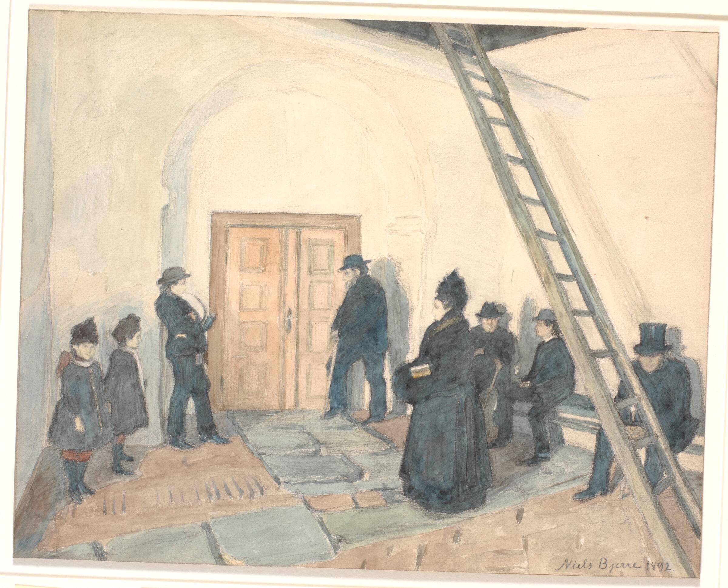 Fra en landsbykirkes våbenhus, Niels Bjerre, 1892