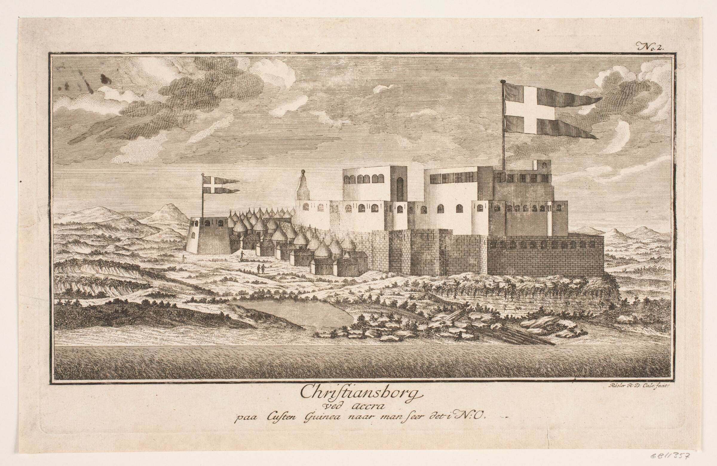 Christiansborg på Guinea-kysten, set fra nordøst, Michael Rössler, 1760