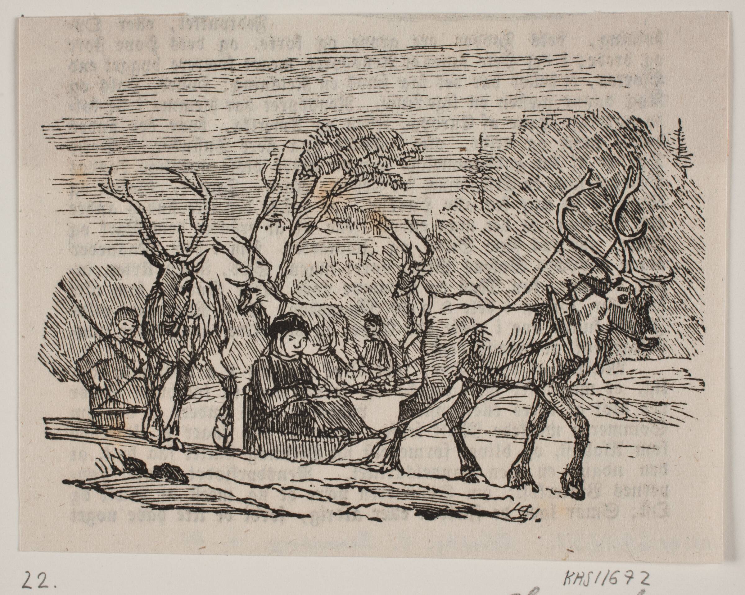 Slædekørsel med rensdyr, H.C. Henneberg, 1842