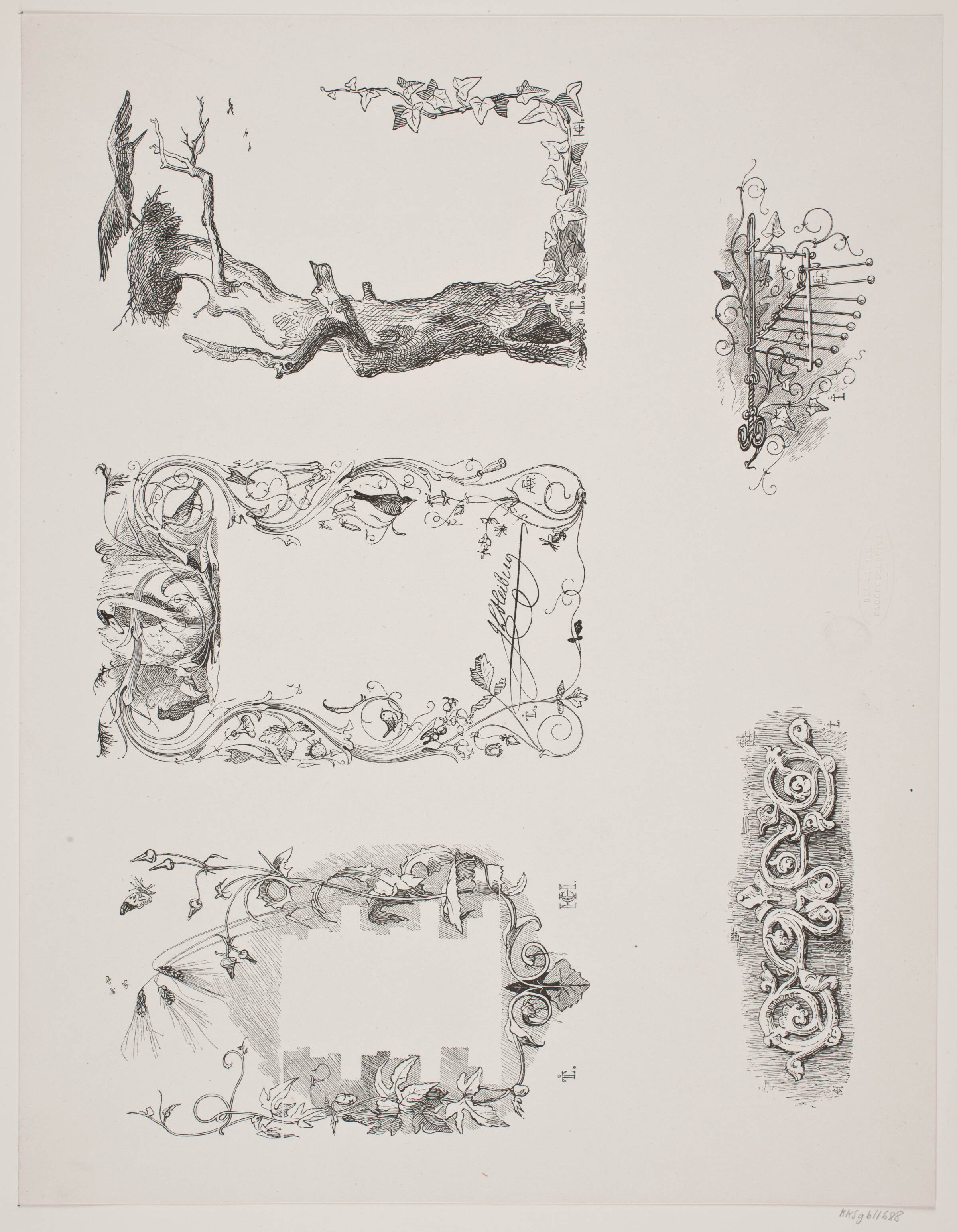 Fem træsnit efter J. Th. Lundbye. Medlemsblad fra Den Danske Radeerforening, H.C. Henneberg, 1840-1849