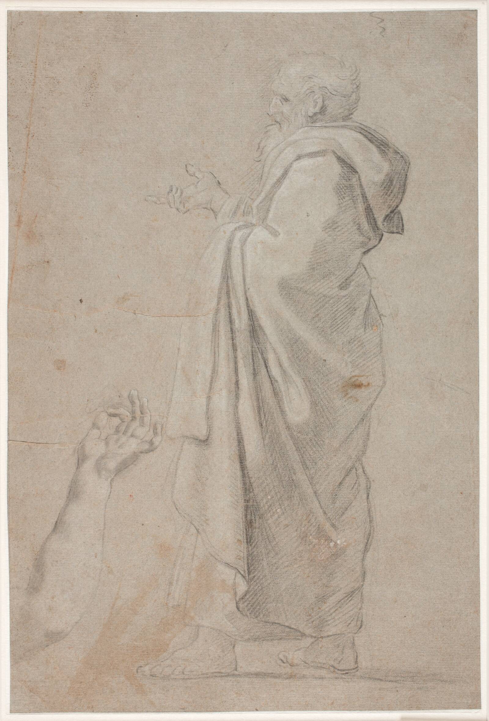 Stående munk. Studie af en arm, Hendrik Krock, 1671-1738