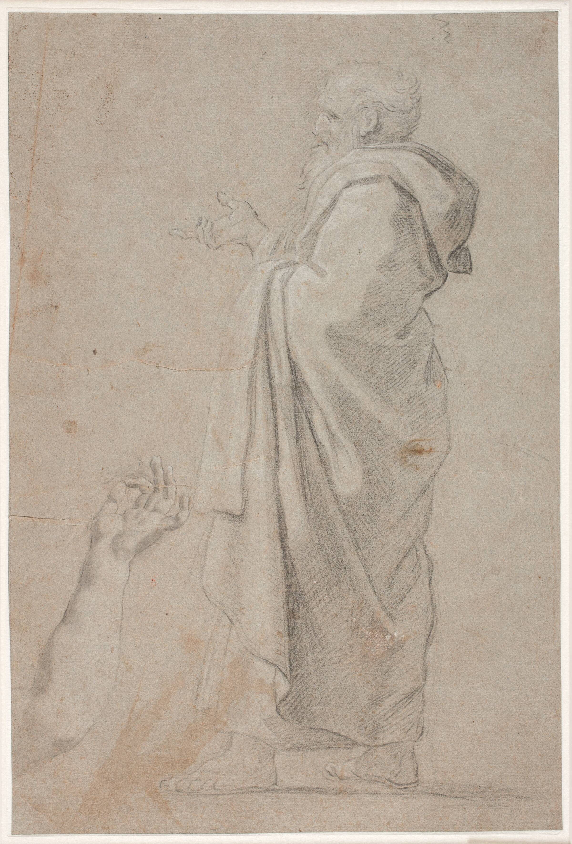 Stående munk. Studie af en arm, Hendrik Krock, 1671-1738