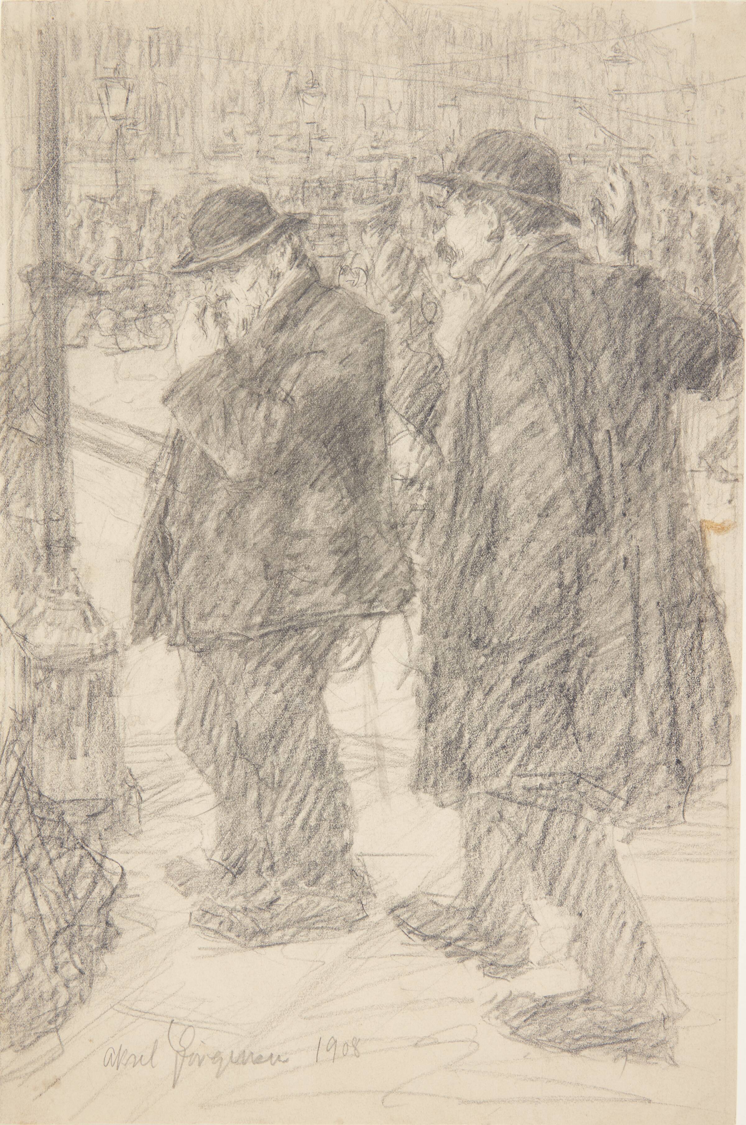 Skomageren møder mureren på gaden, Aksel Jørgensen, 1908