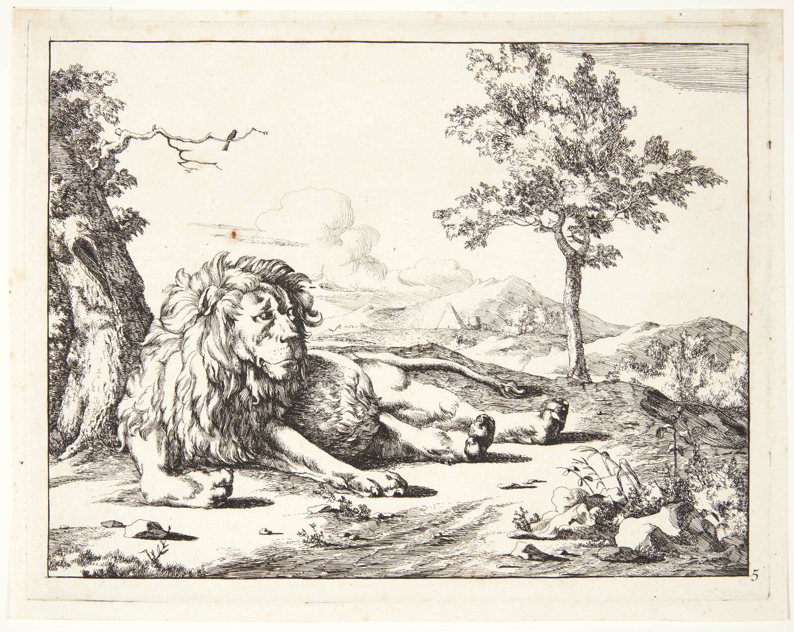 Liggende løve, set forfra, Marcus de Bye, 1664