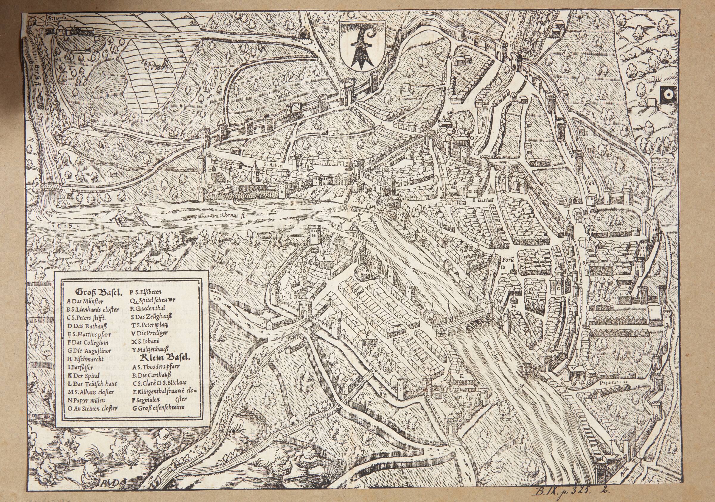 Kort over Basel, Hans Rudolf Manuel Deutsch, 1549