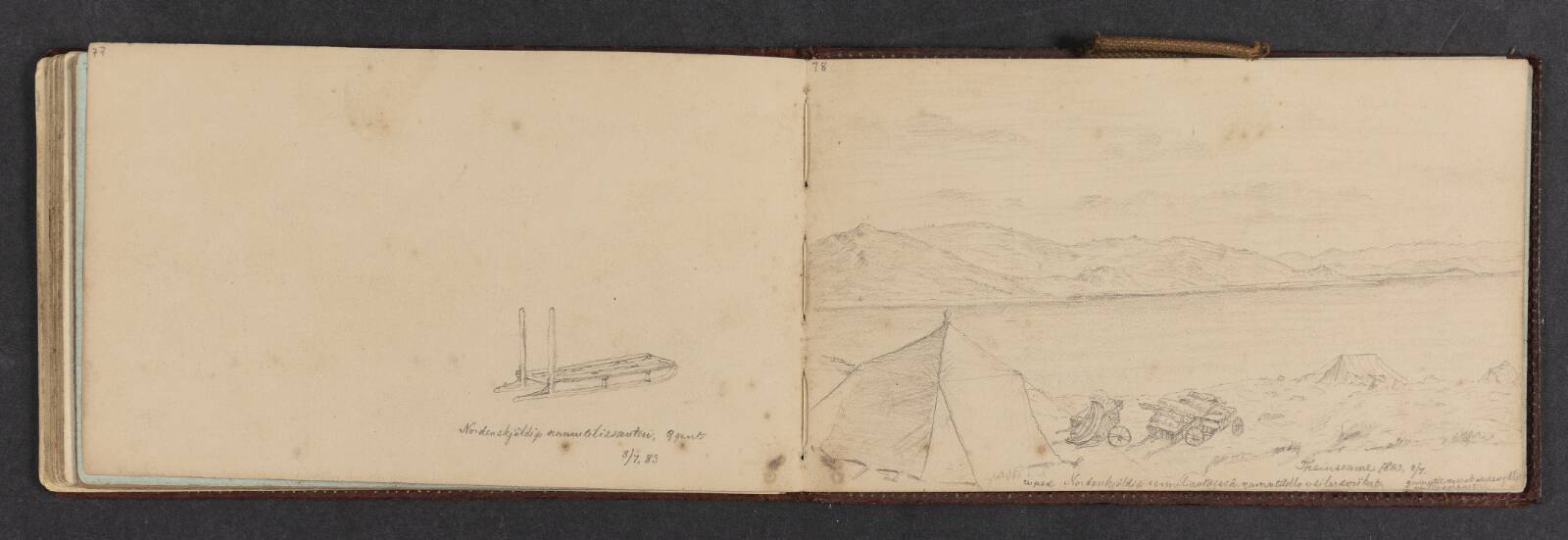 Fjeldlandskab med telte, Lars Møller, 1883
