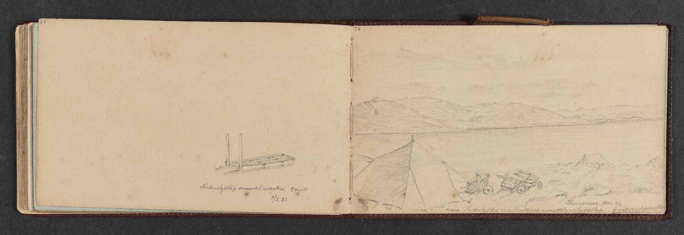 Fjeldlandskab med telte, Lars Møller, 1883