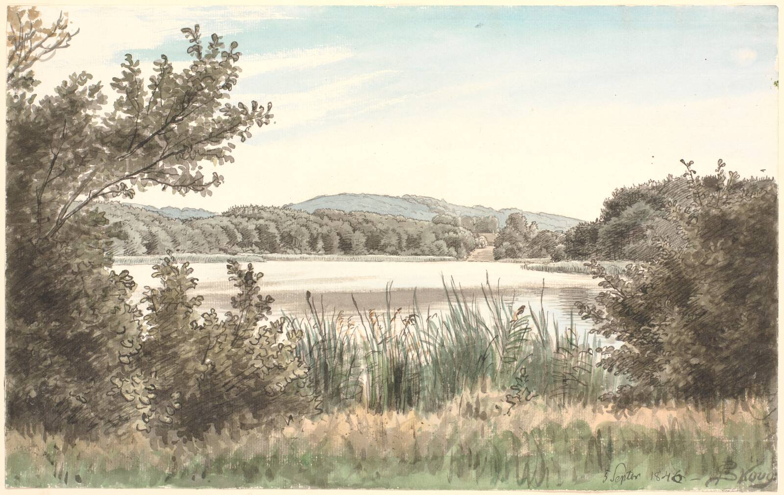 Hundesøen paa Møen., P.C. Skovgaard, 1846