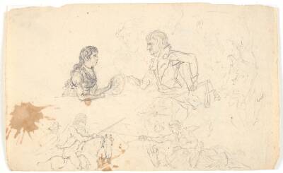 Arveprins Frederik med arveprinsen (Chr. VIII) og skitser af ryttere og figurer