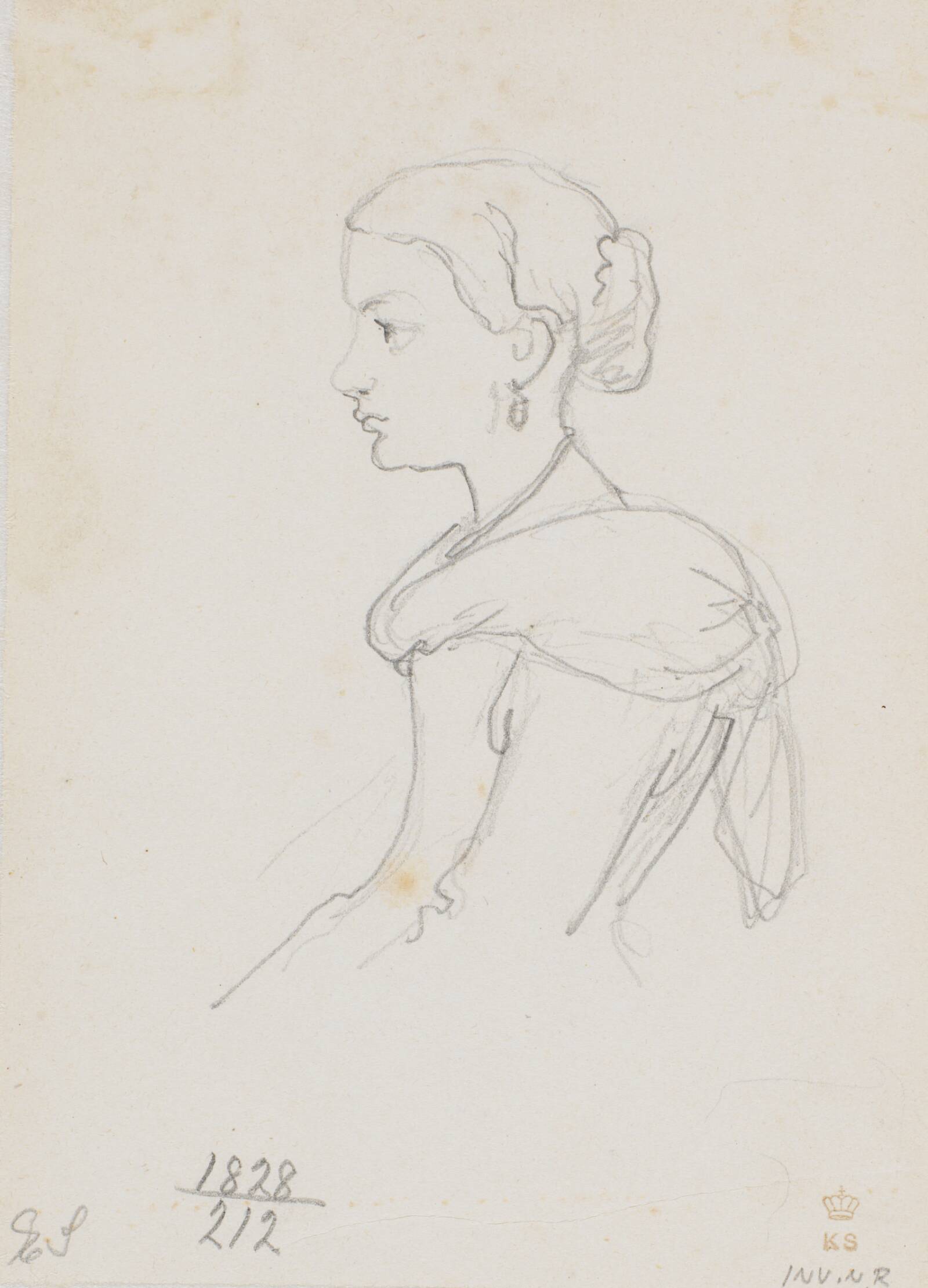 Profilportræt af ung kvinde, Wilhelm Marstrand, 1810-1873