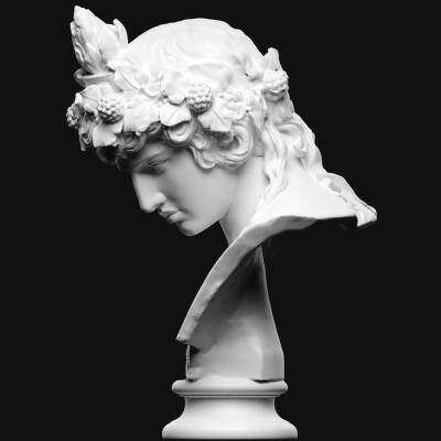 Buste fra statue af Antinoos som Dionysos, med efeukrans med druer