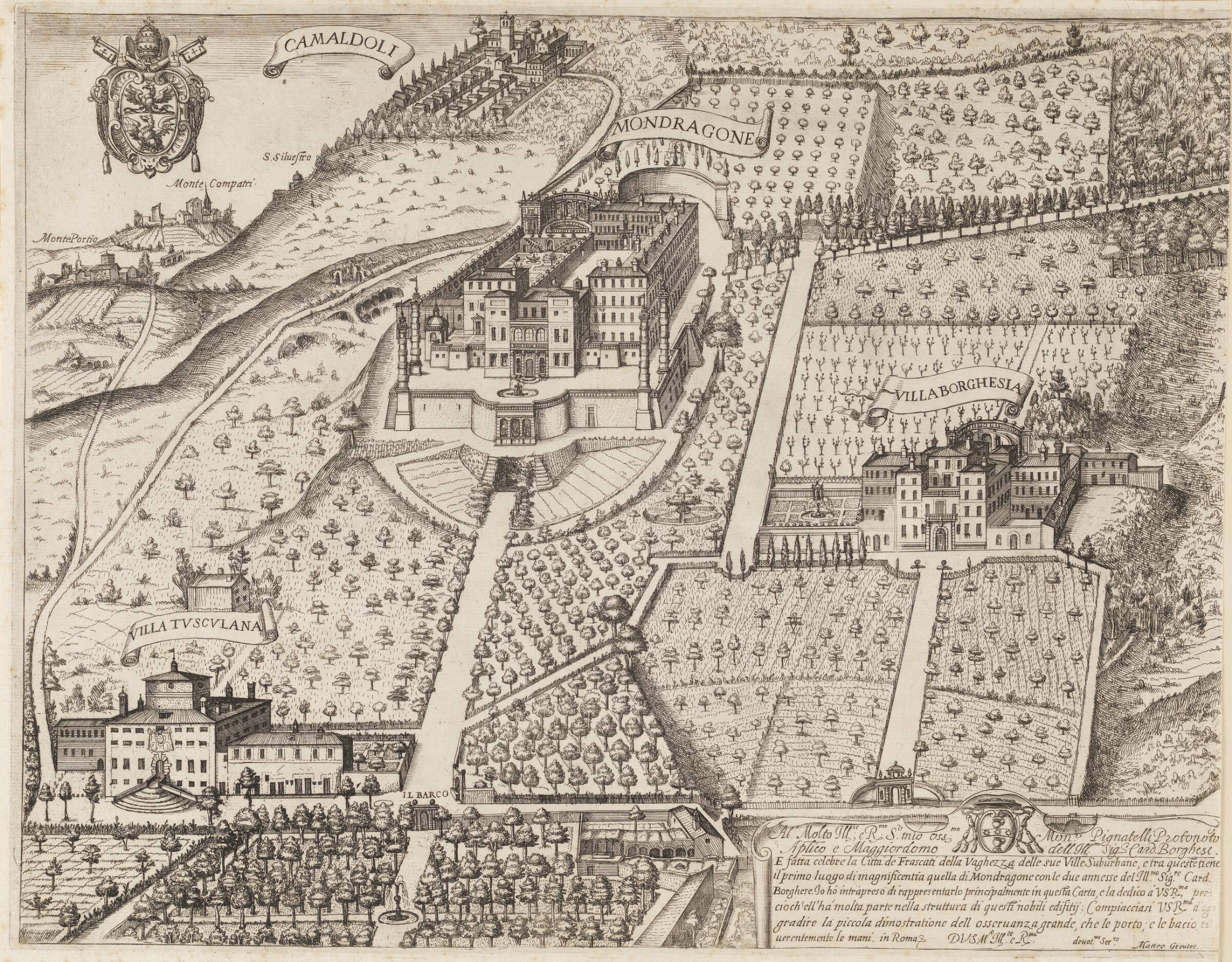 Udsigt over Frascati og omegn (venstre del), Matthäus Greuter, 1620
