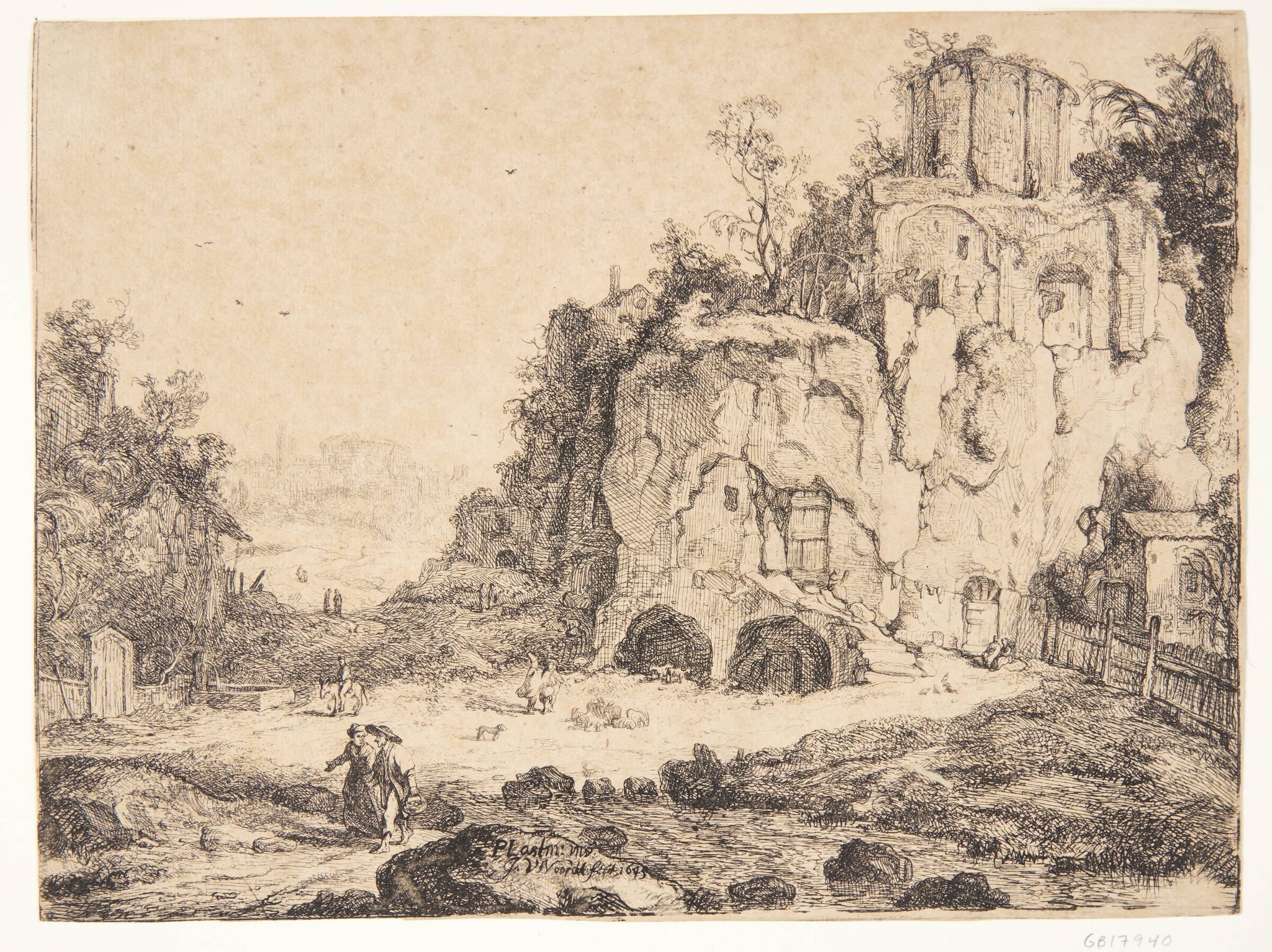 Landskab med ruiner, Jan van Noordt, 1645