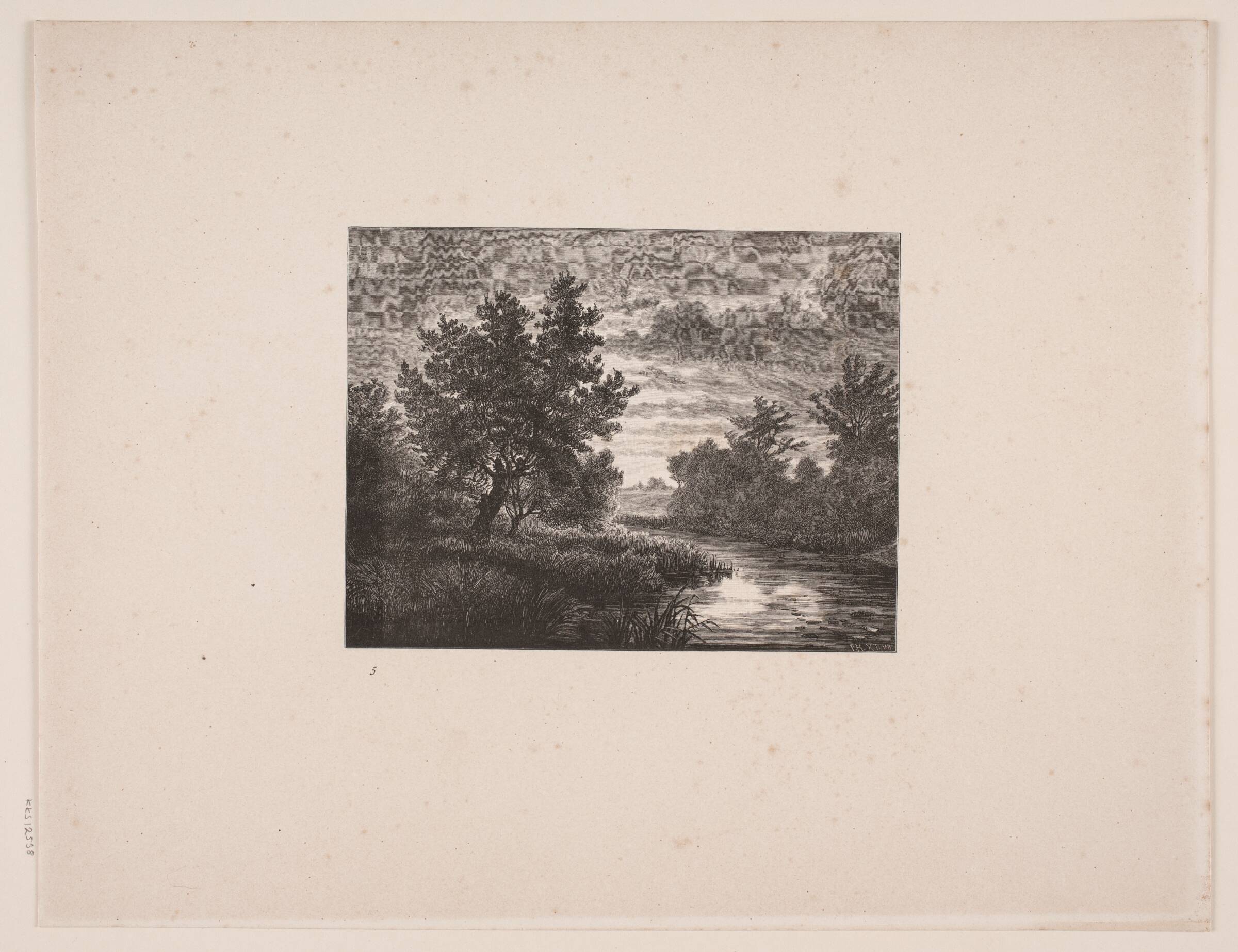 Vandløb imellem træer, Waldemar Bøhme, 1850-1899